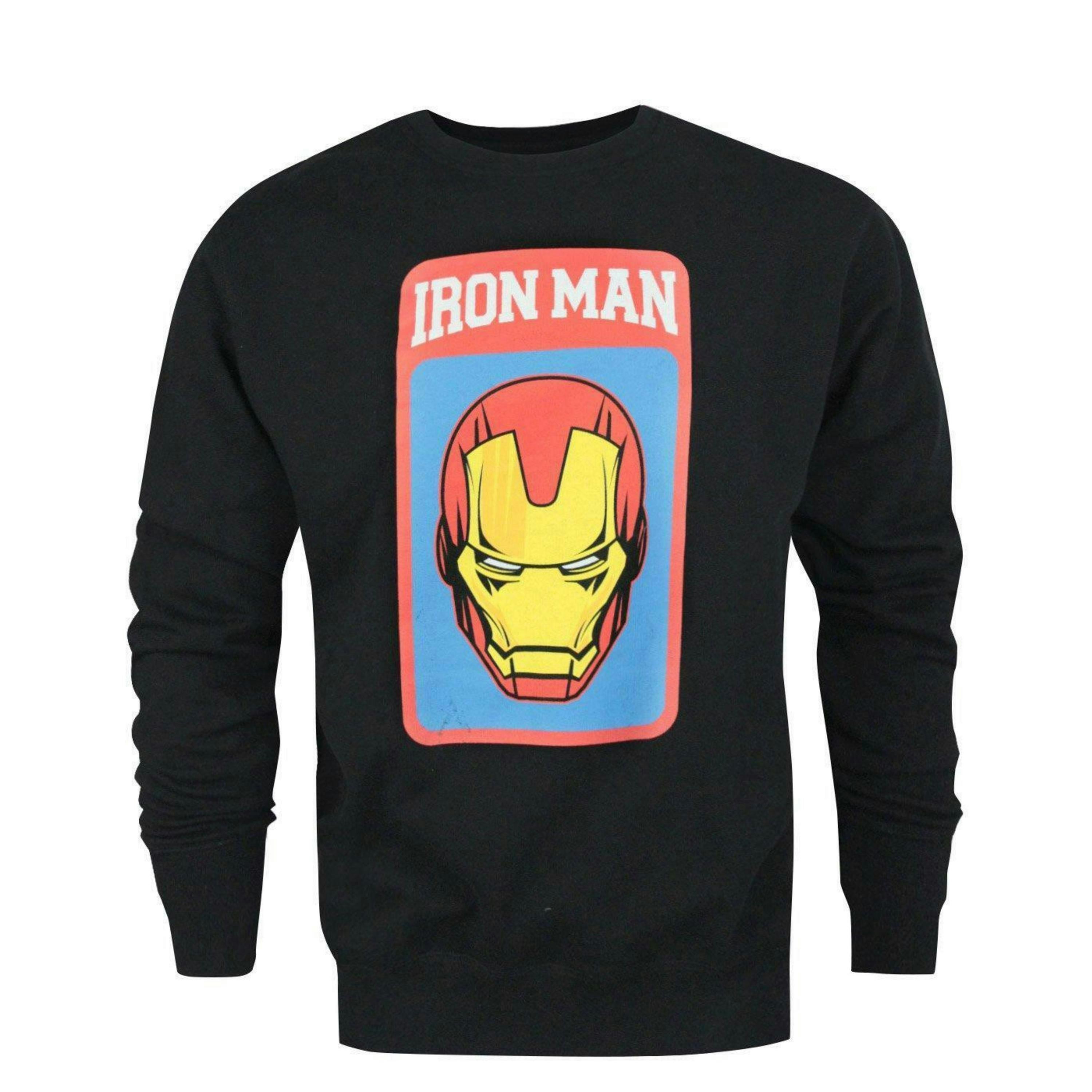 Marvel Mens Black Iron Man Helmet With Logo Print Sweatshirt by Vanilla Underground , view 1 of 4