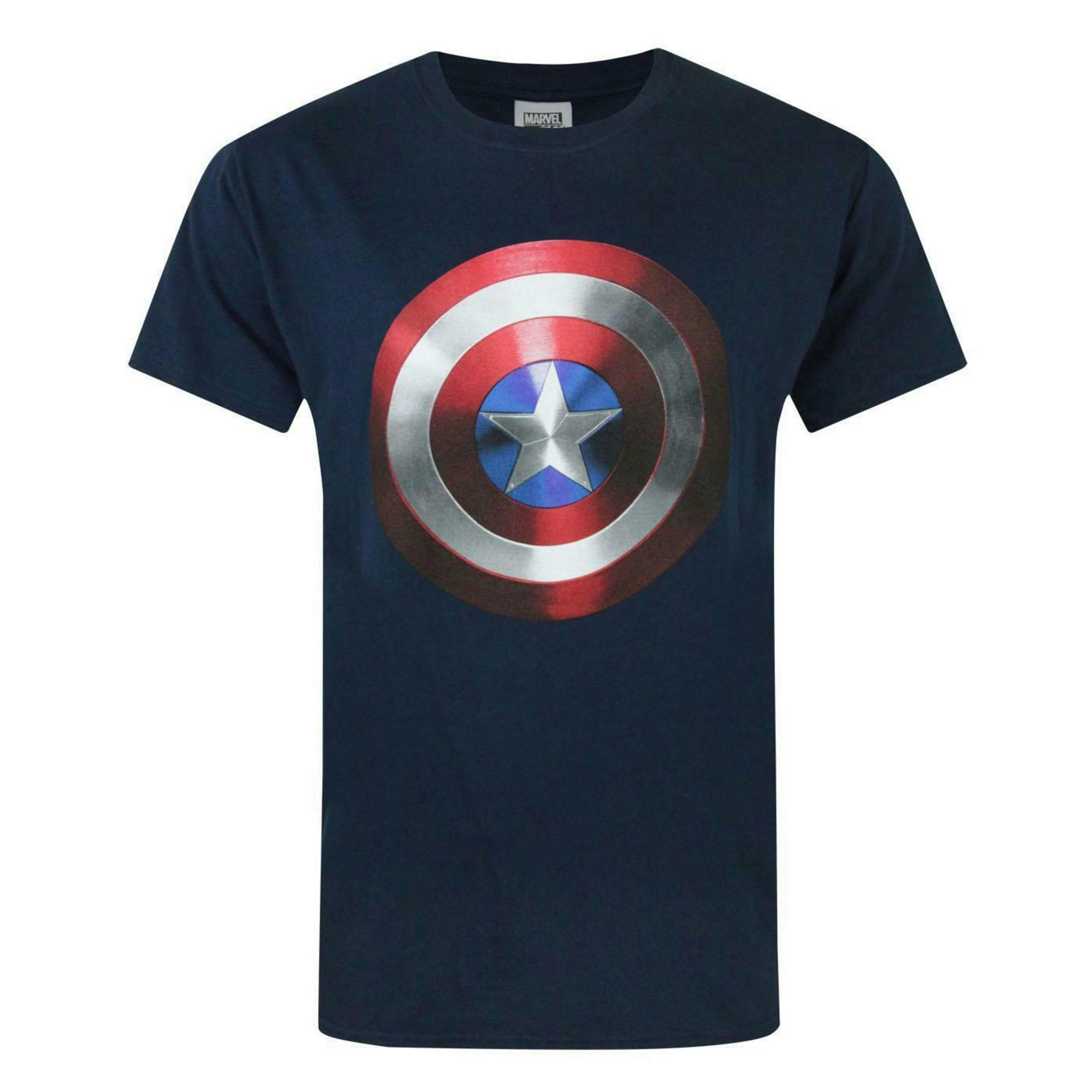 Marvel Mens Blue Captain America Short Sleeved T-Shirt by Vanilla Underground , view 1 of 4