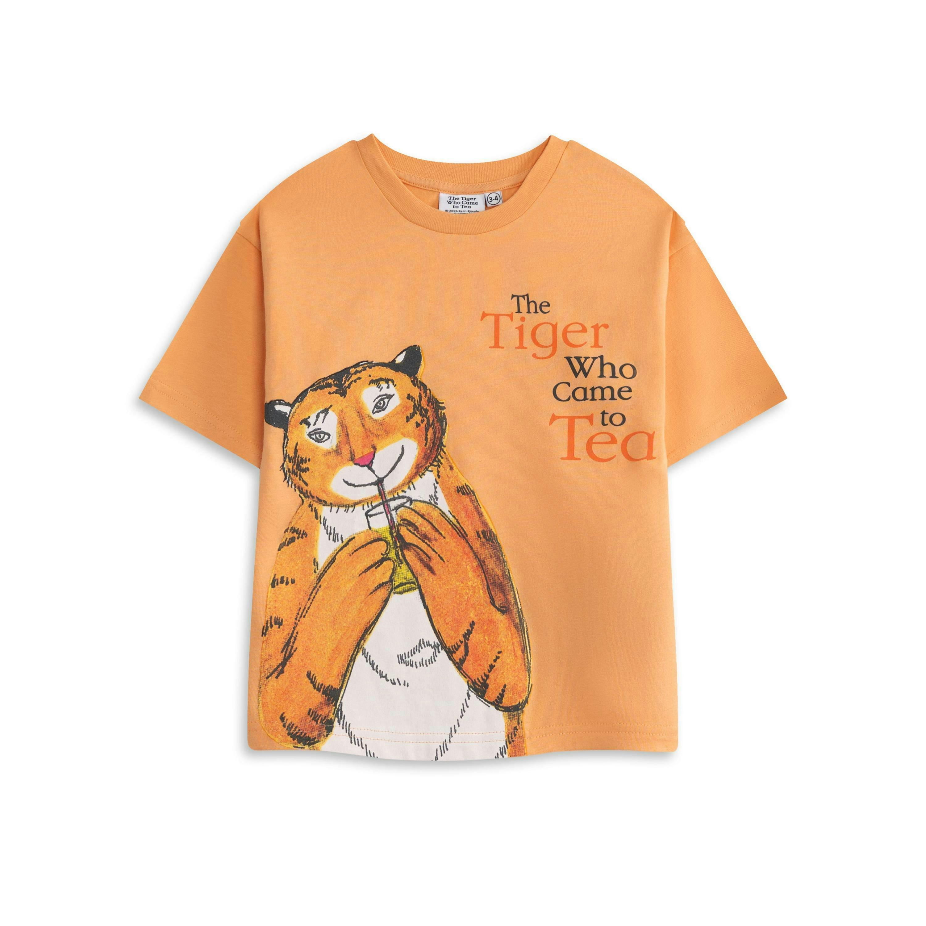 The Tiger Who Came To Tea Boys Orange Multi Character Short Sleeved T-Shirt by Vanilla Underground , view 1 of 6