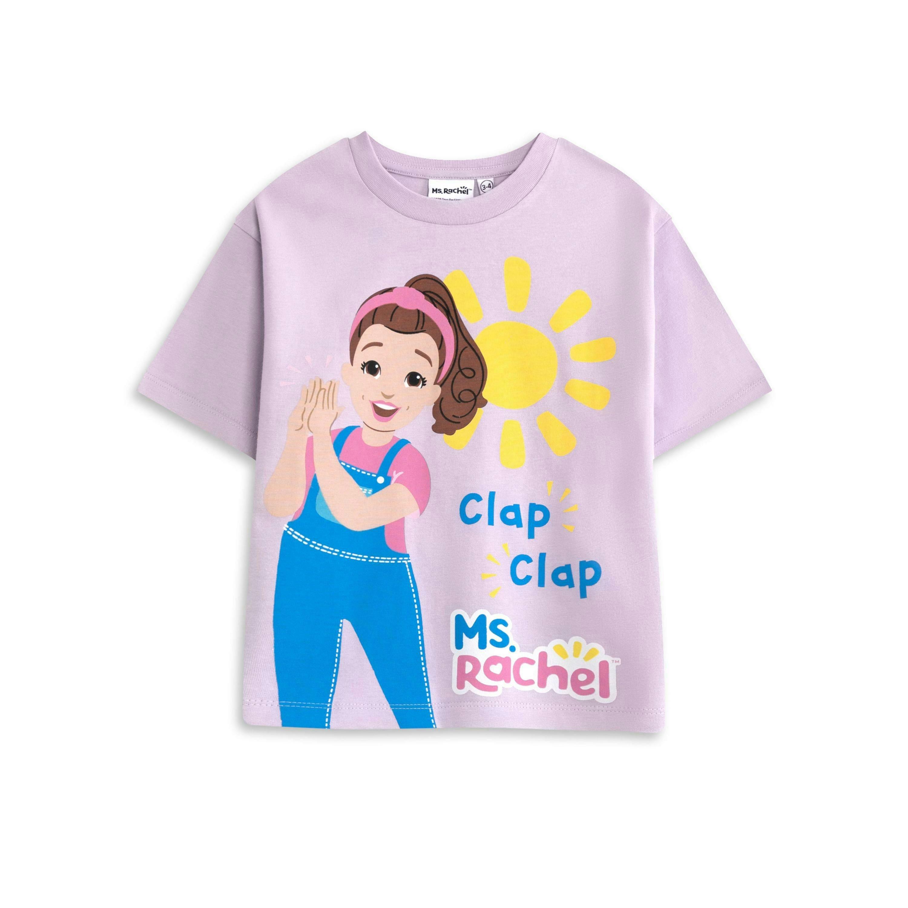 Ms. Rachel Girls Pink Clap Clap Short Sleeved T-Shirt by Vanilla Underground , view 1 of 6