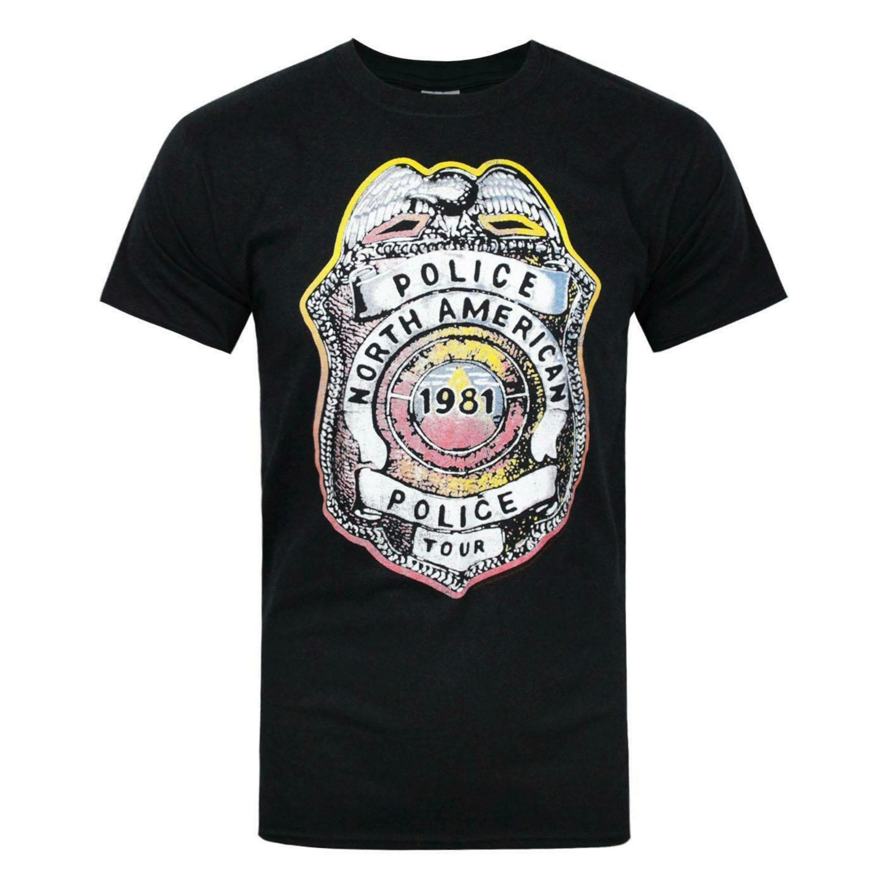 Police Mens Black Police Shield Placement Print Short Sleeved T-Shirt by Vanilla Underground , view 1 of 4