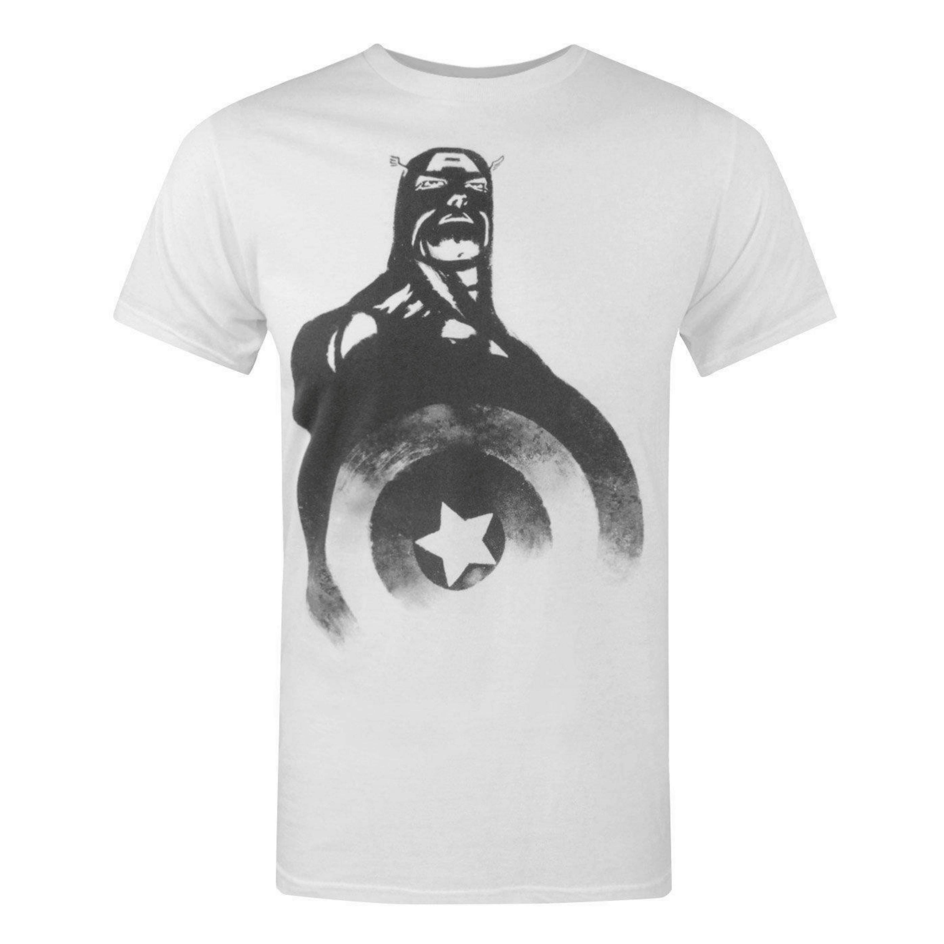 Marvel Mens White Captain America Short Sleeved T-Shirt by Vanilla Underground , view 1 of 4