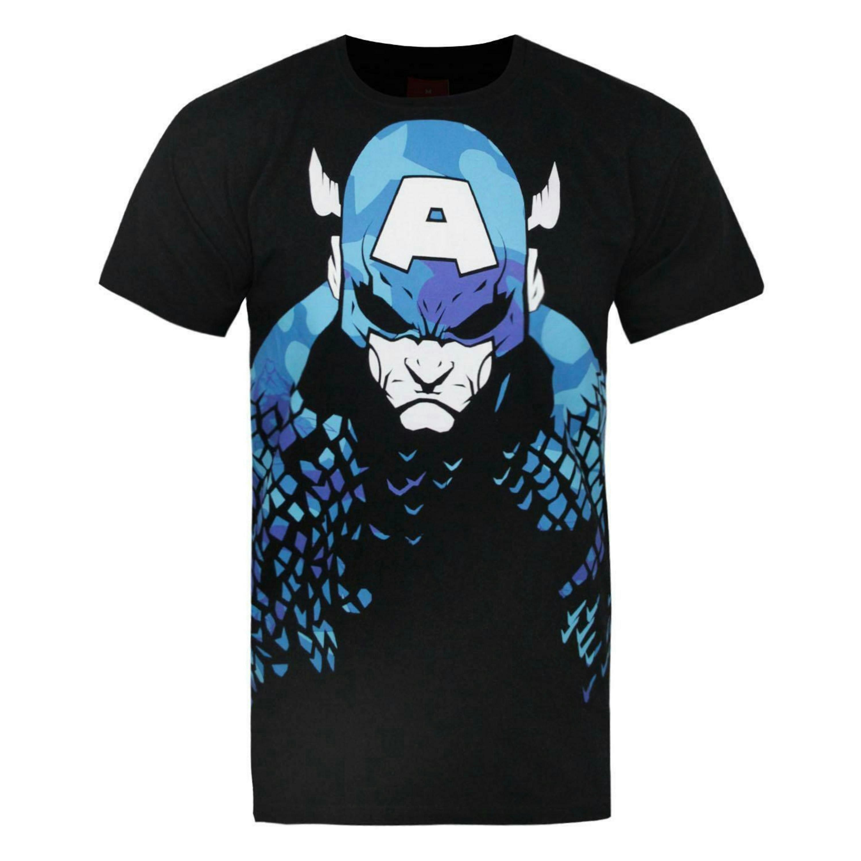Marvel Mens Black Captain America Short Sleeved T-Shirt by Vanilla Underground , view 1 of 4
