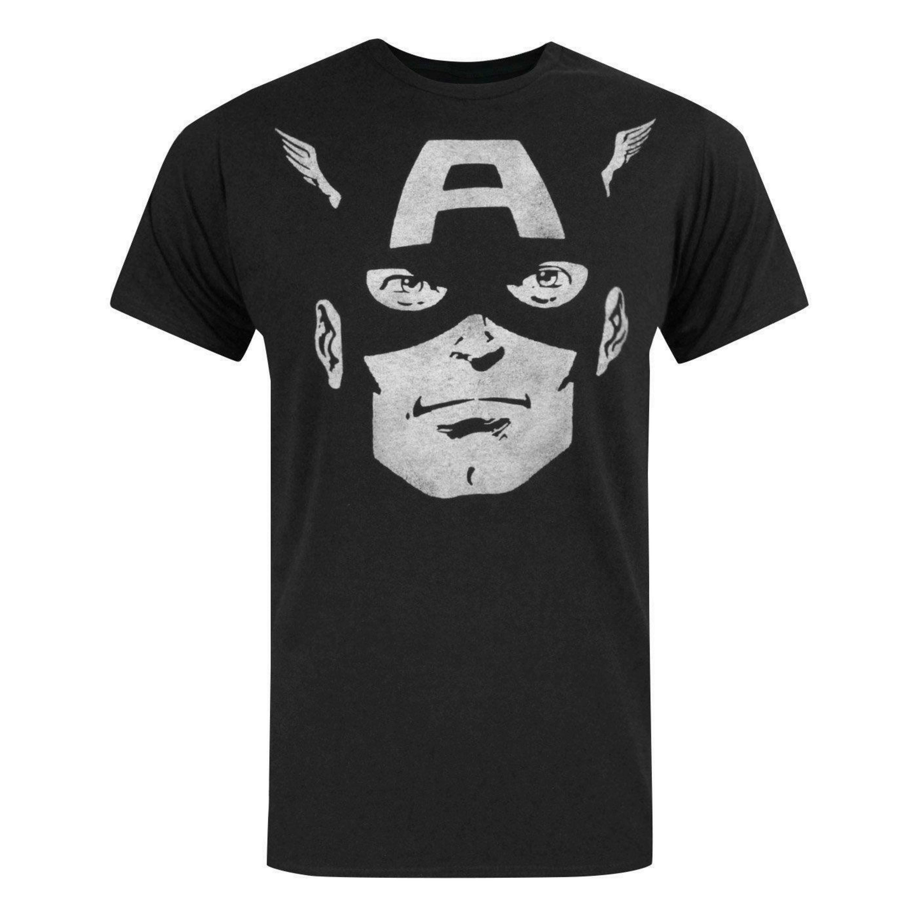 Marvel Mens Black Captain America Short Sleeved T-Shirt by Vanilla Underground , view 1 of 4