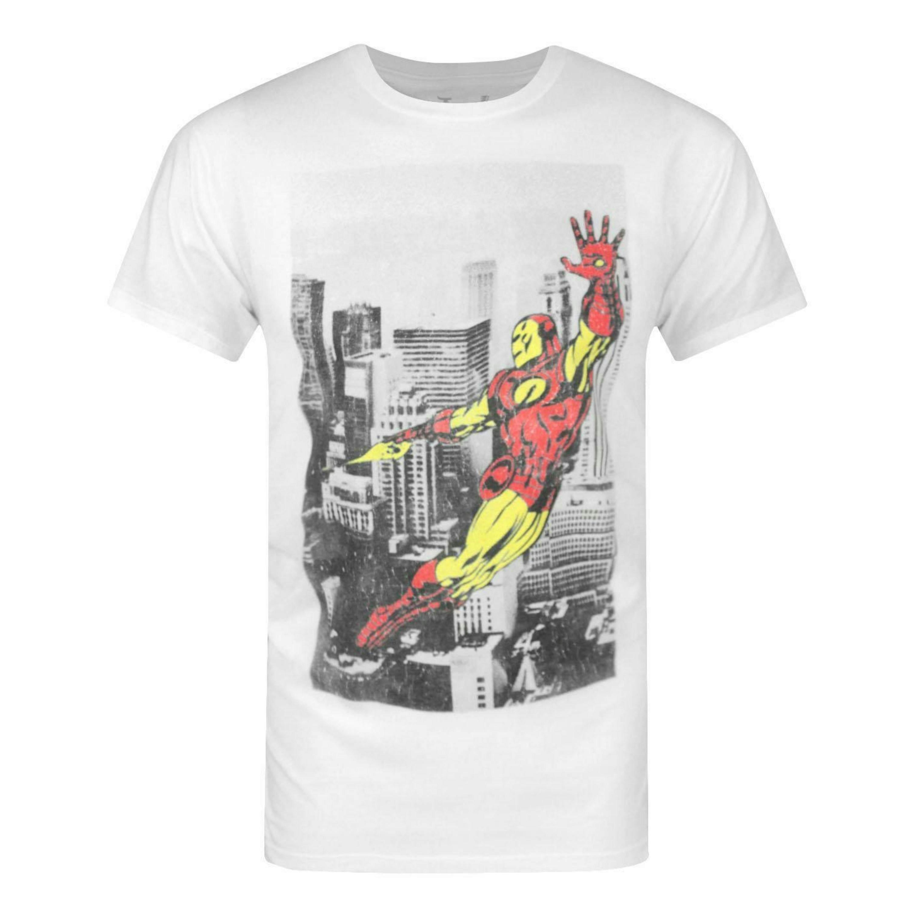 Marvel Mens White Iron Man Short Sleeved T-Shirt by Vanilla Underground , view 1 of 4