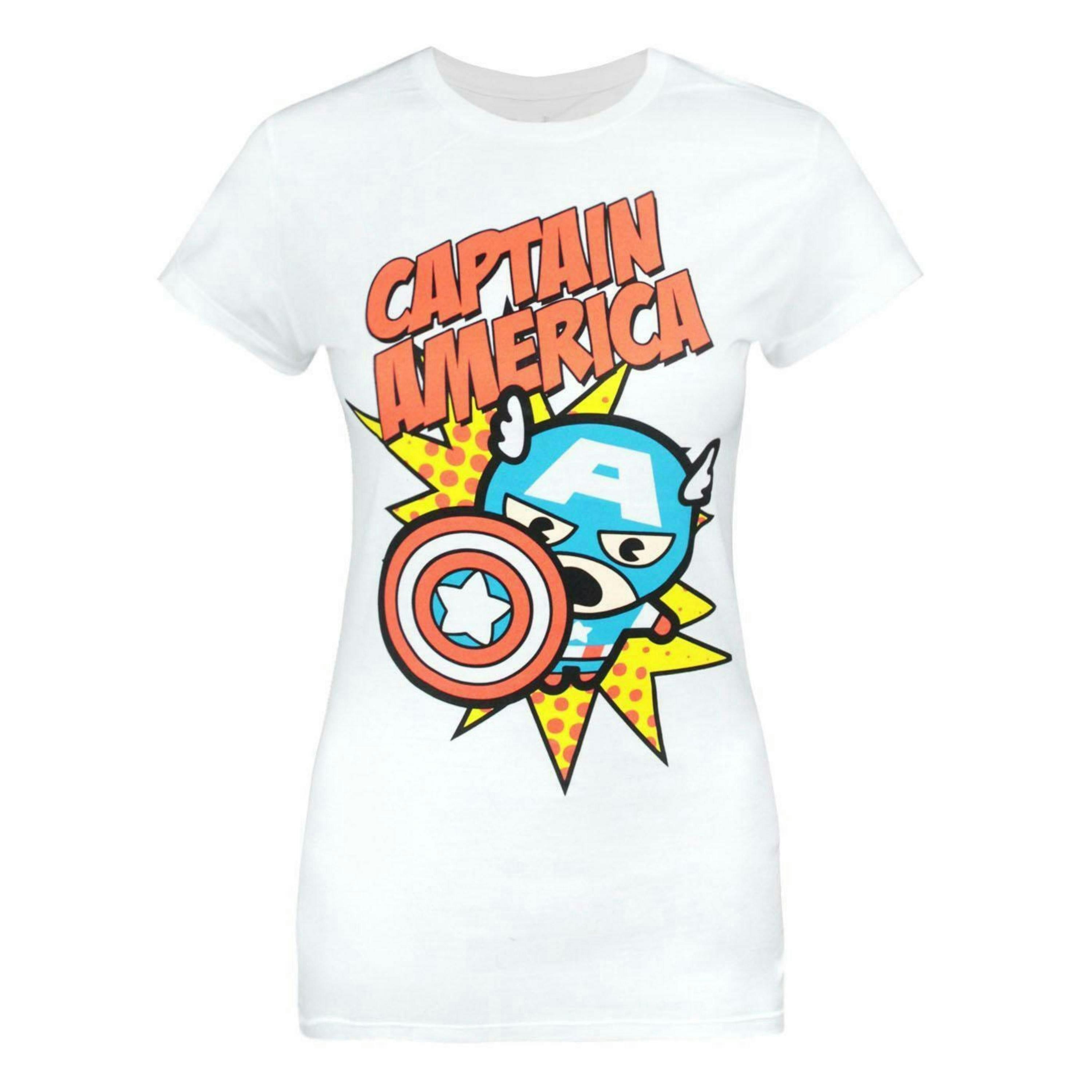 Marvel Womens White Captain America Short Sleeved T-Shirt by Vanilla Underground , view 1 of 4