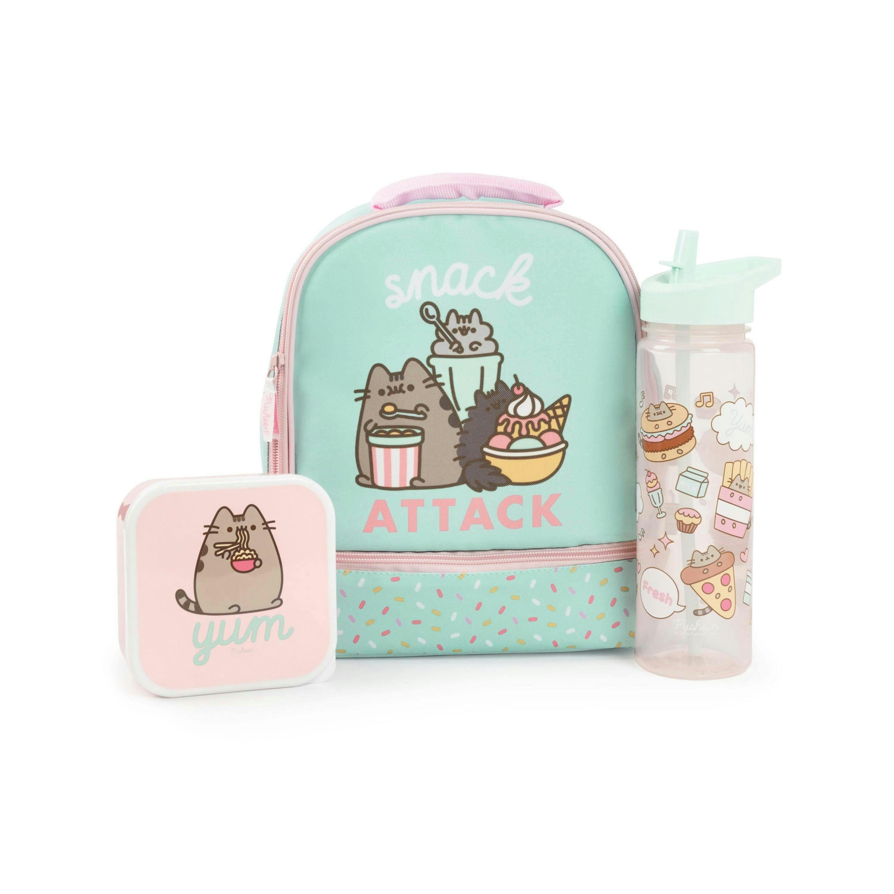 Pusheen Girls Green Snack Attack Lunch Bag, Lunch Box and Bottle Set (One Size) by Vanilla Underground , view 1 of 6