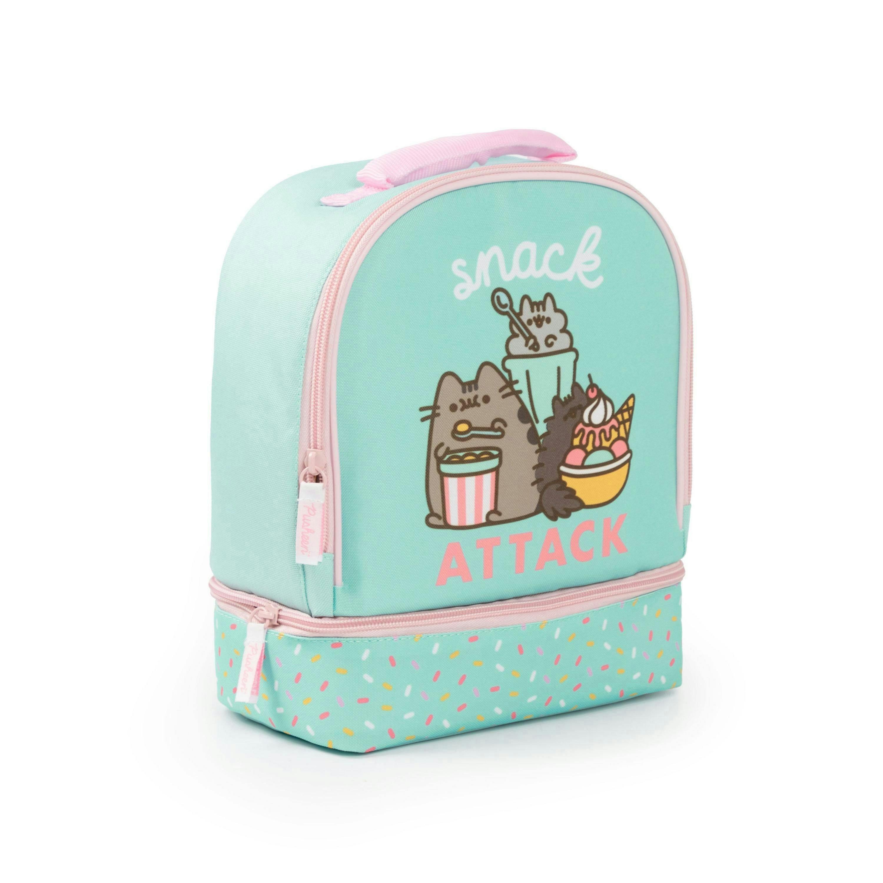 Pusheen Girls Green Snack Attack Lunch Bag, Lunch Box and Bottle Set (One Size) by Vanilla Underground , view 3 of 6