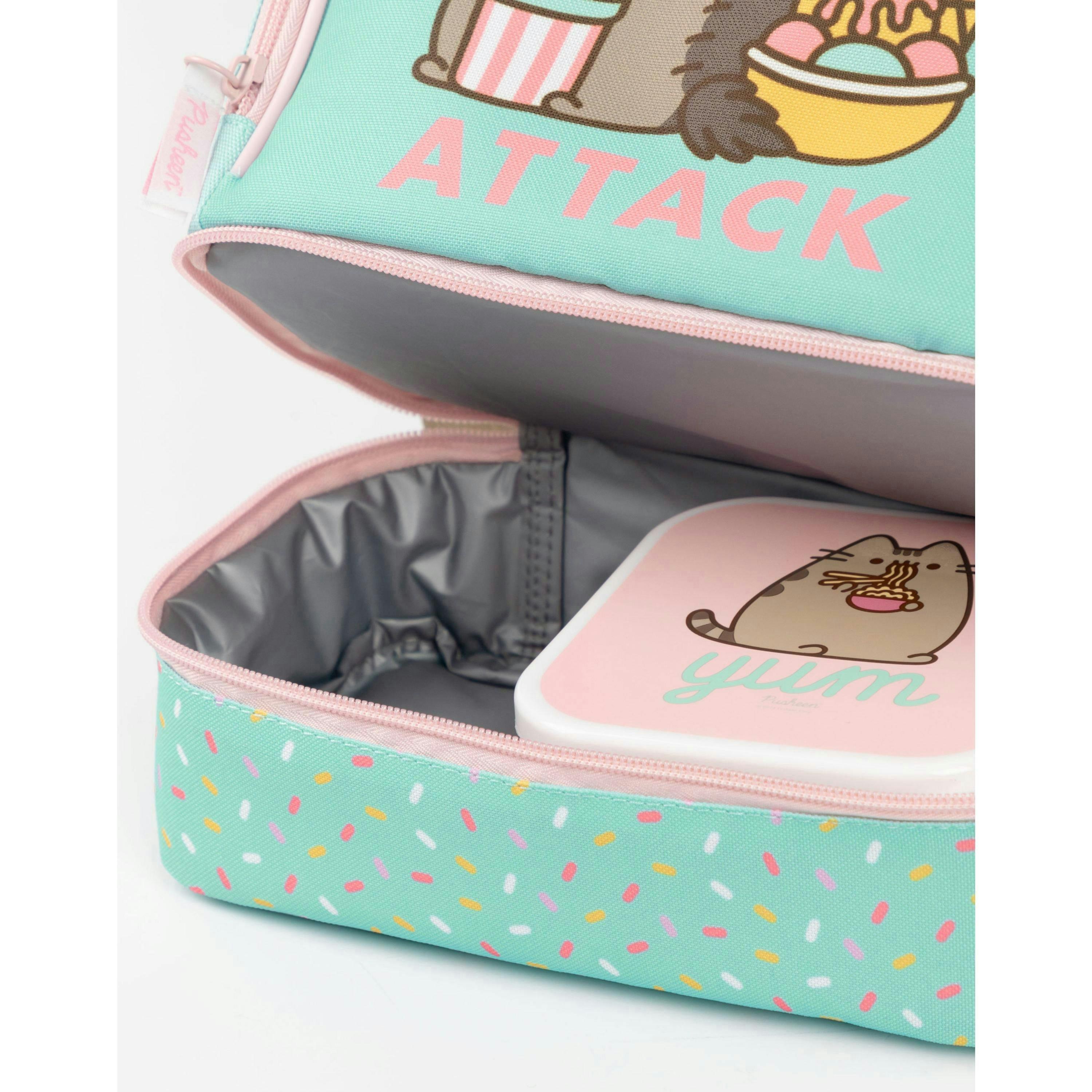 Pusheen Girls Green Snack Attack Lunch Bag, Lunch Box and Bottle Set (One Size) by Vanilla Underground , view 6 of 6