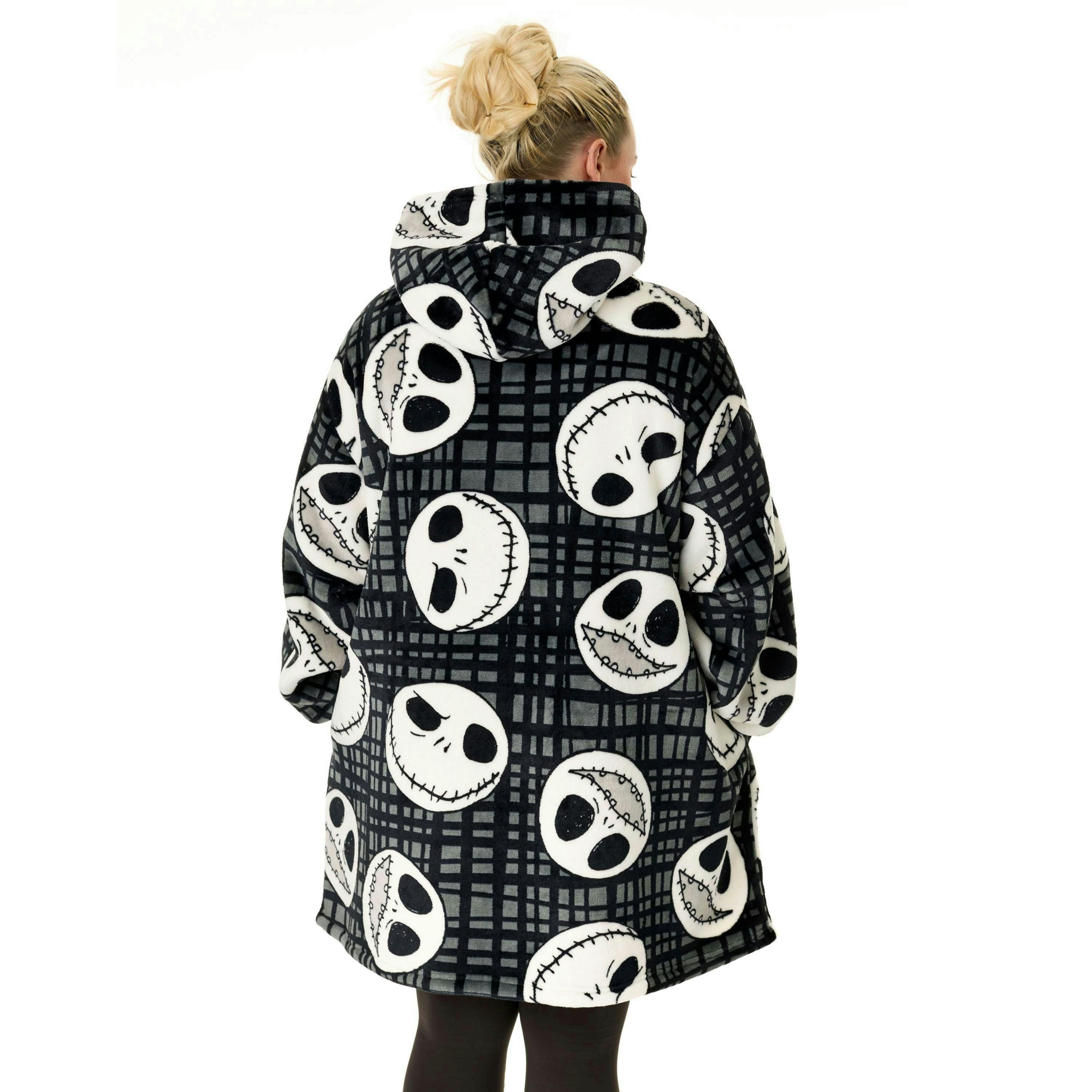 Disney The Nightmare Before Christmas Unisex Black Jack Skellington Zip Through Blanket Hoodie (One Size) by Vanilla Underground , view 2 of 6