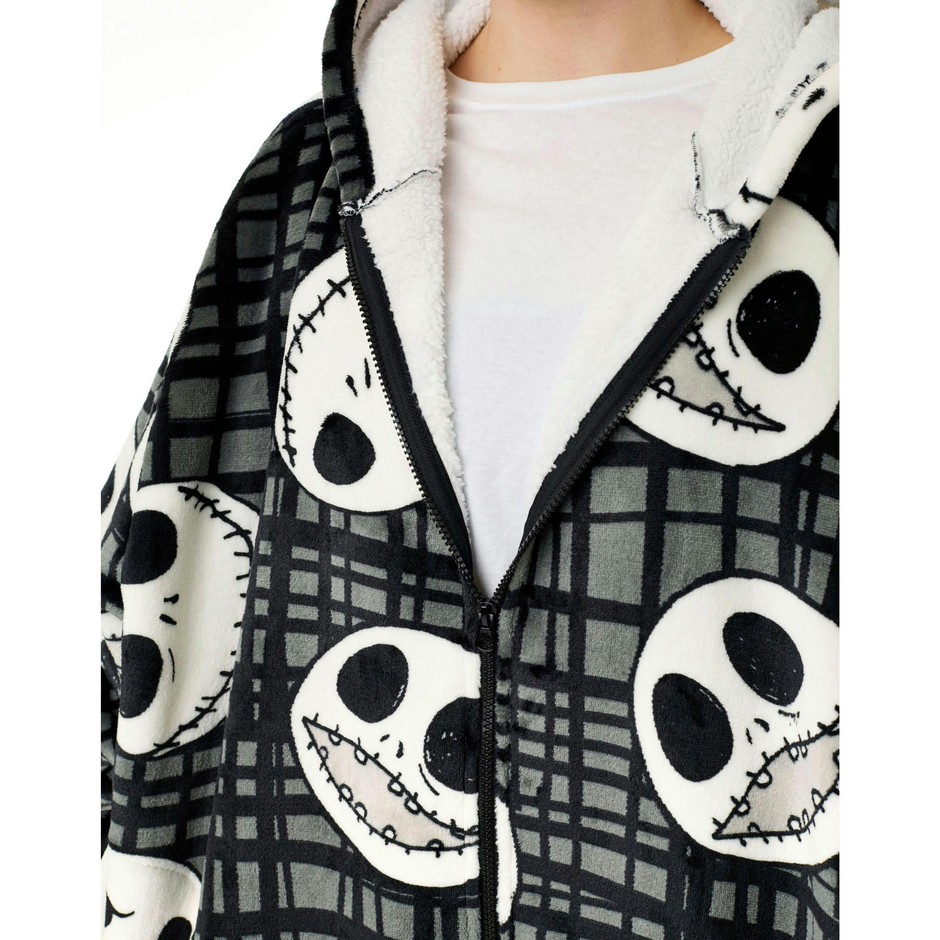 Disney The Nightmare Before Christmas Unisex Black Jack Skellington Zip Through Blanket Hoodie (One Size) by Vanilla Underground , view 3 of 6