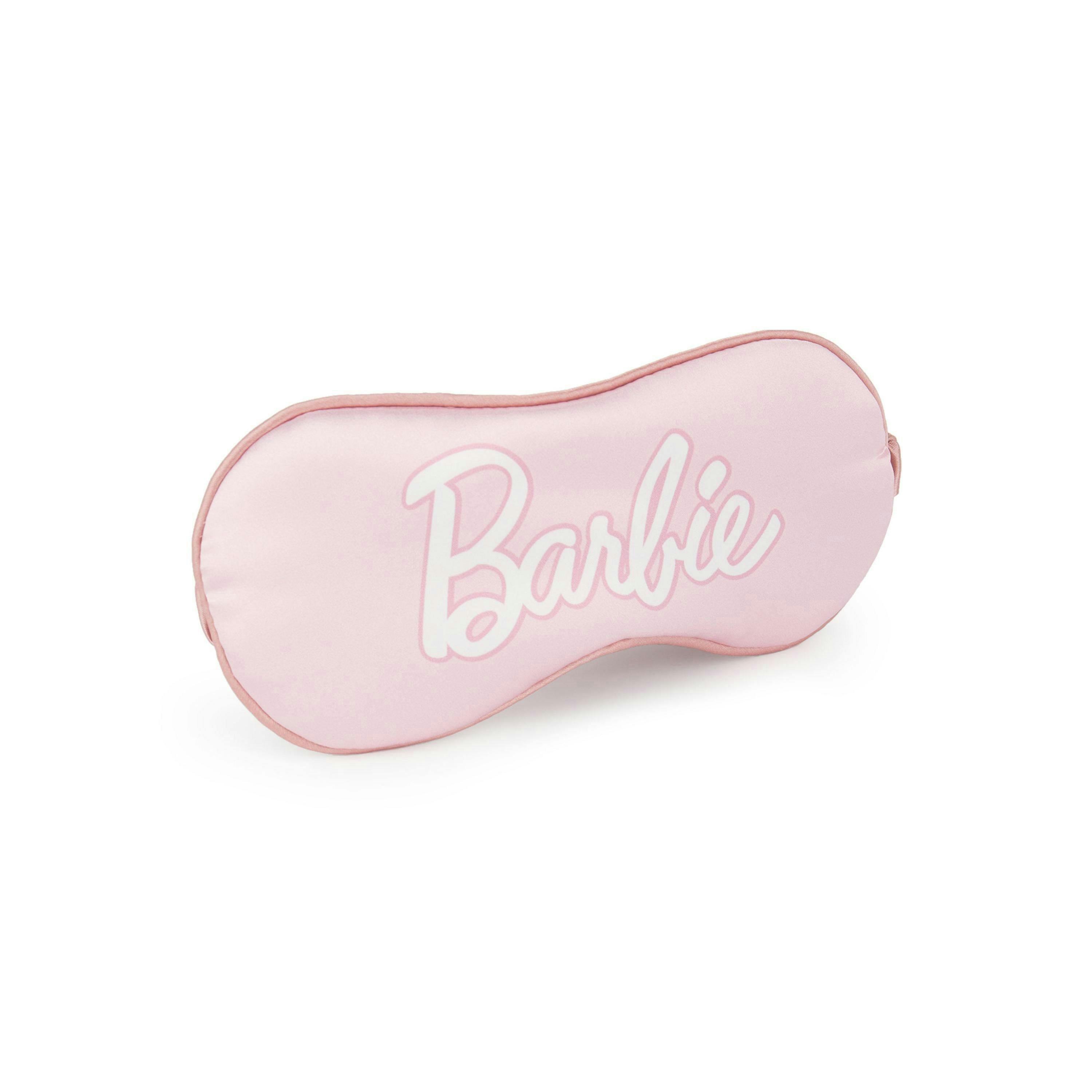 Barbie Womens Pink Applique logo & Eye Mask Hot Water Bottle With Eye Mask (One Size) by Vanilla Underground , view 4 of 5