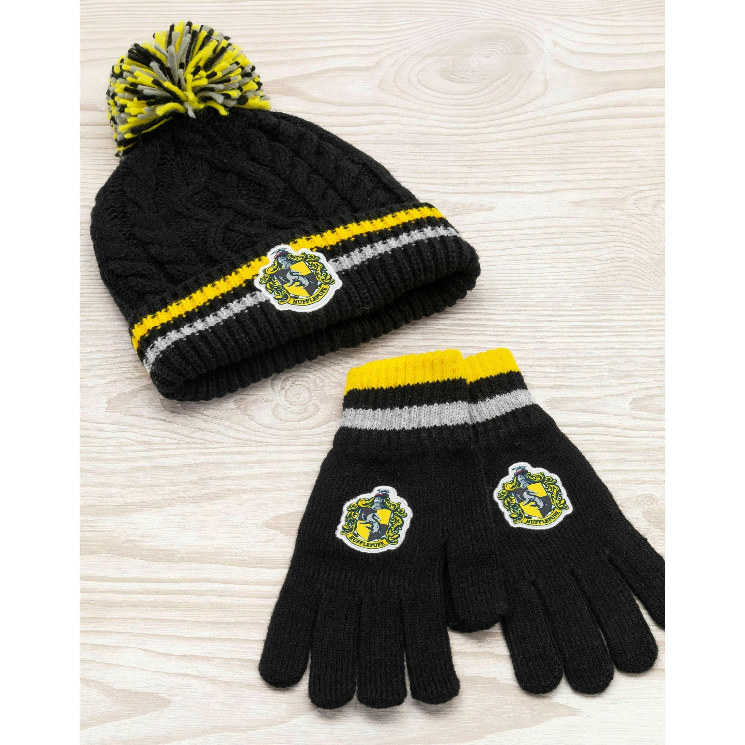 Harry Potter Unisex Kids Yellow Beanie and Gloves Set (One Size) by Vanilla Underground , view 2 of 5
