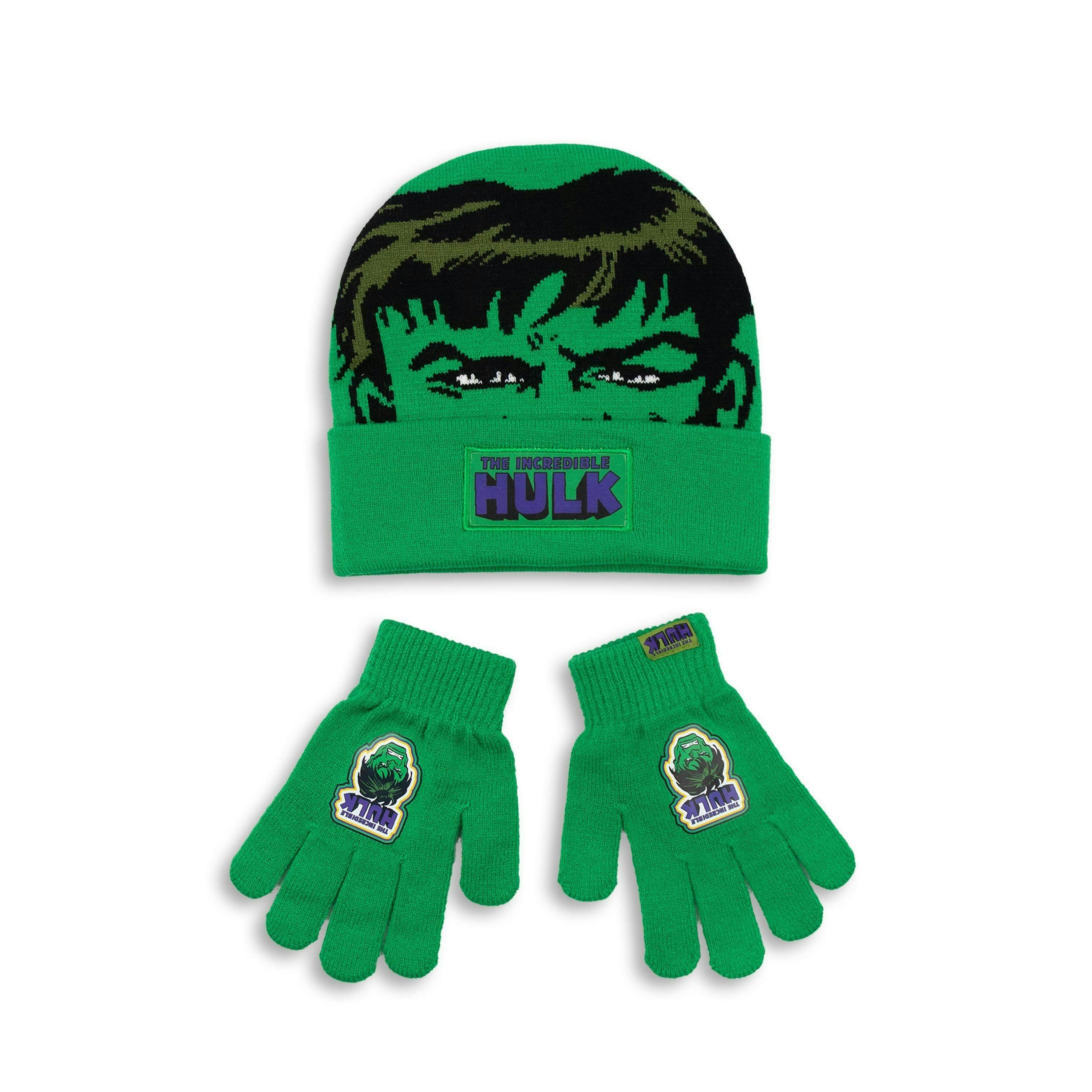 Marvel Boys Green Hulk Beanie and Gloves Set (One Size) by Vanilla Underground , view 1 of 6
