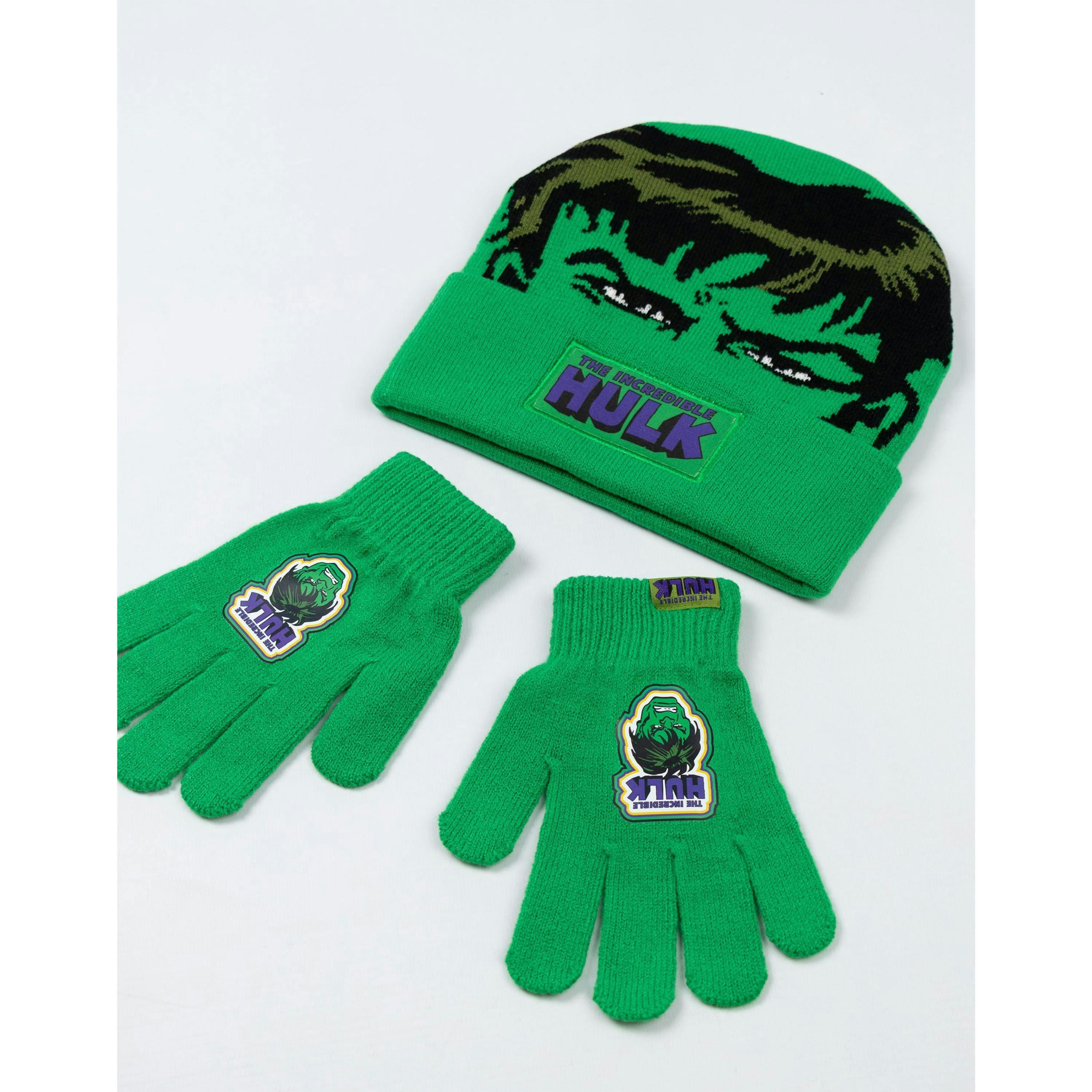 Marvel Boys Green Hulk Beanie and Gloves Set (One Size) by Vanilla Underground , view 2 of 6