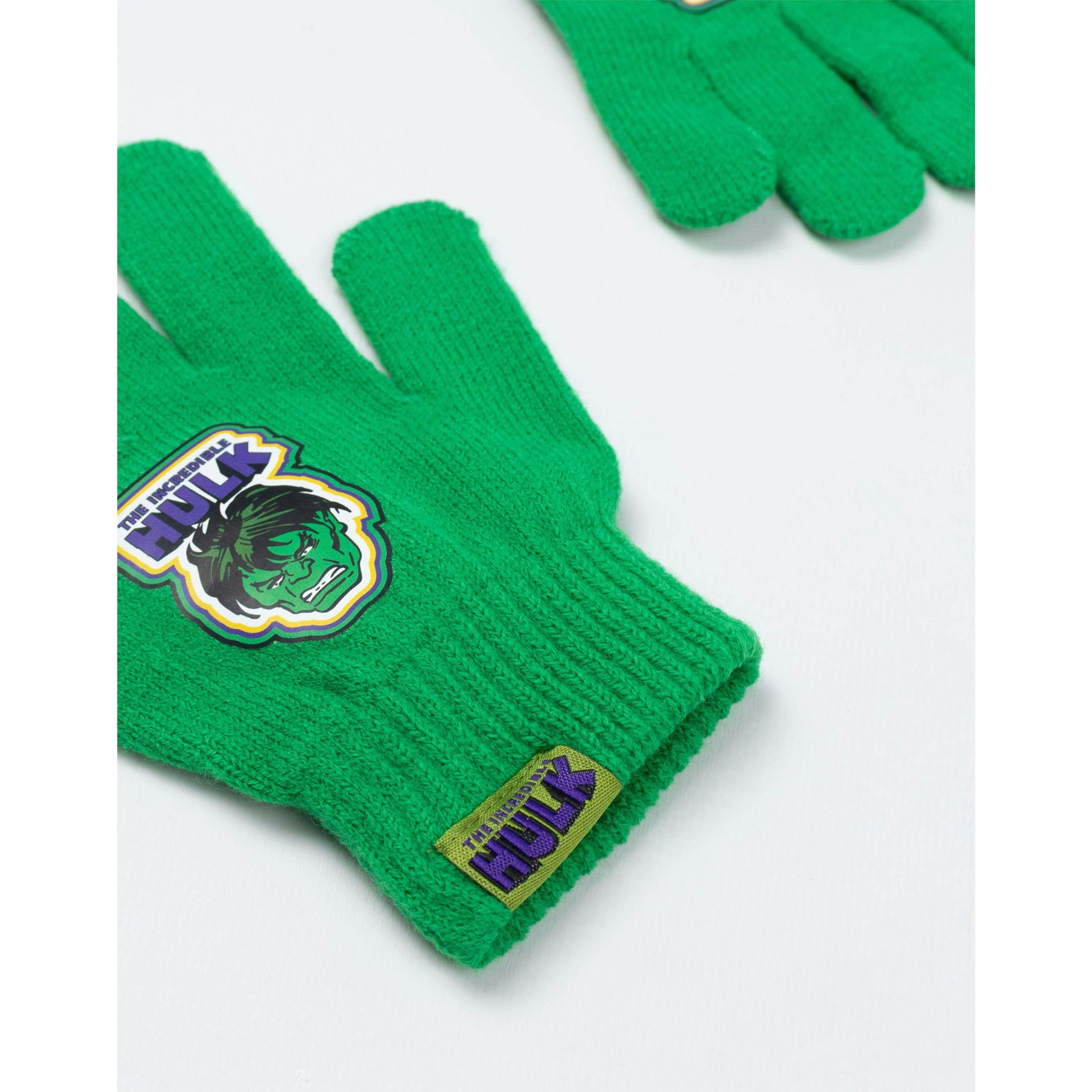 Marvel Boys Green Hulk Beanie and Gloves Set (One Size) by Vanilla Underground , view 5 of 6
