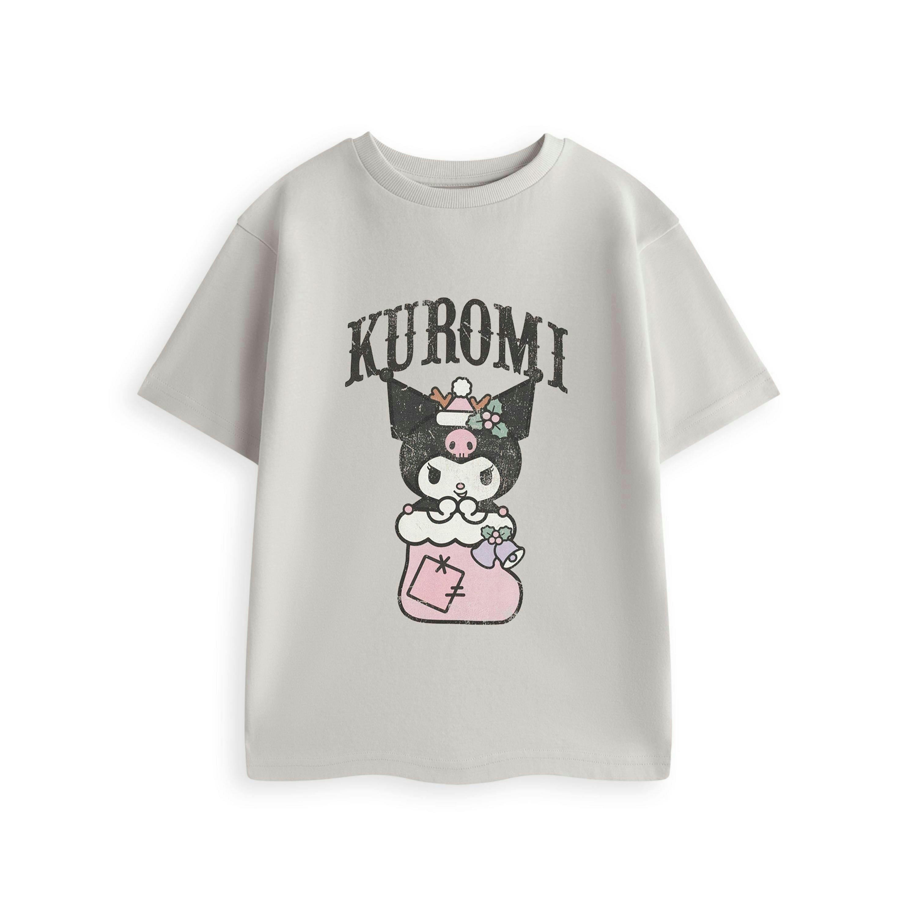 Hello Kitty & Friends Girls Grey Kuromi Stocking Short Sleeved T-Shirt by Vanilla Underground , view 1 of 6