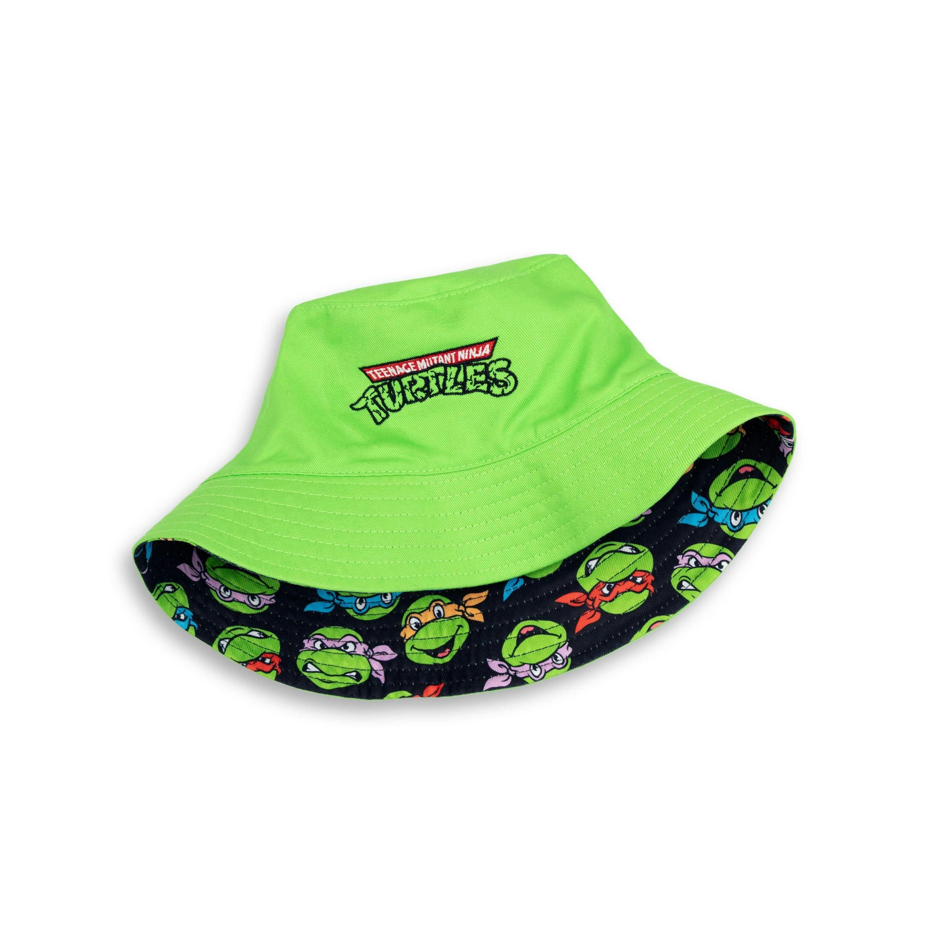 Teenage Mutant Ninja Turtles Boys Green Reversible Logo And Faces All Over Print Bucket Hat (One Size) by Vanilla Underground , view 1 of 6