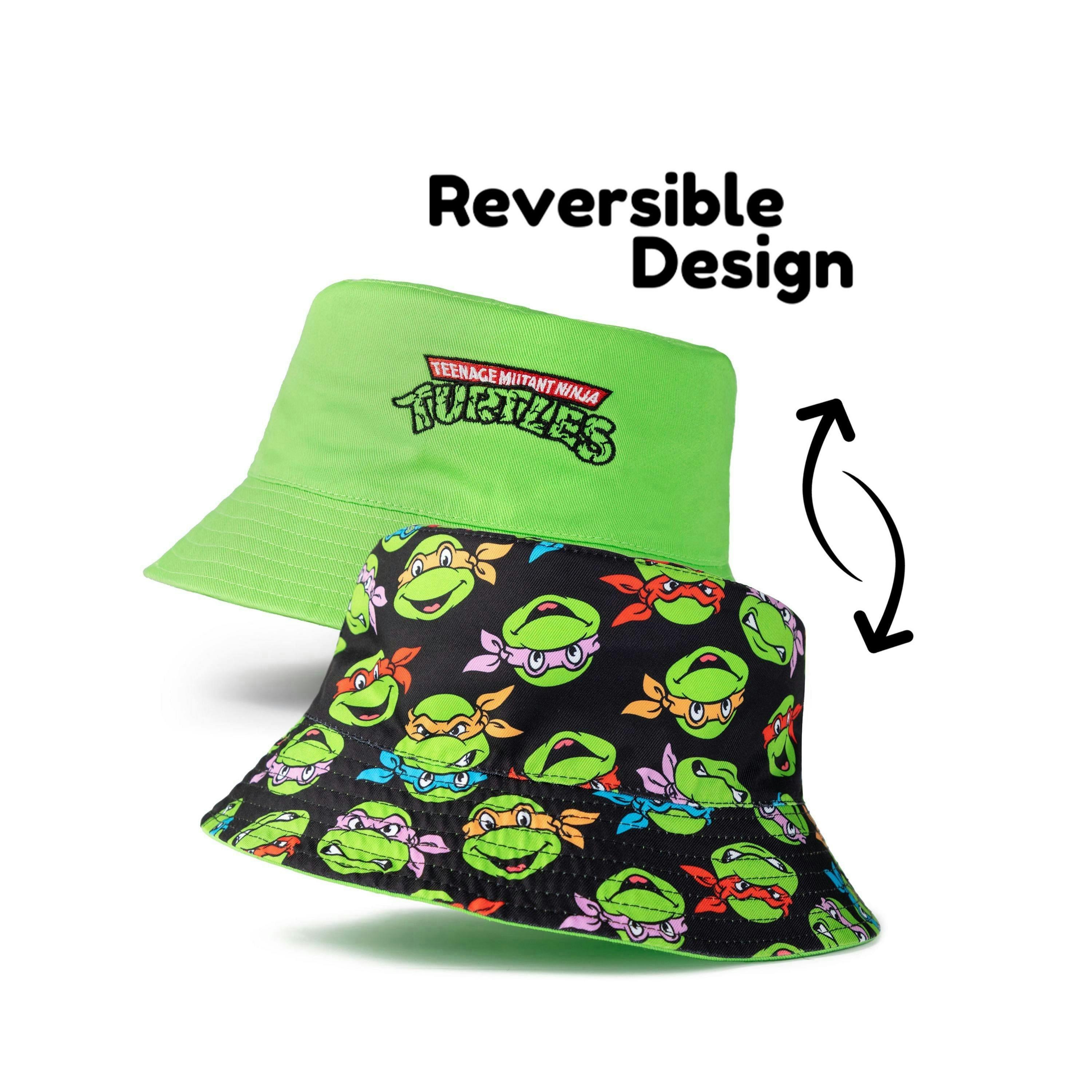 Teenage Mutant Ninja Turtles Boys Green Reversible Logo And Faces All Over Print Bucket Hat (One Size) by Vanilla Underground , view 2 of 6