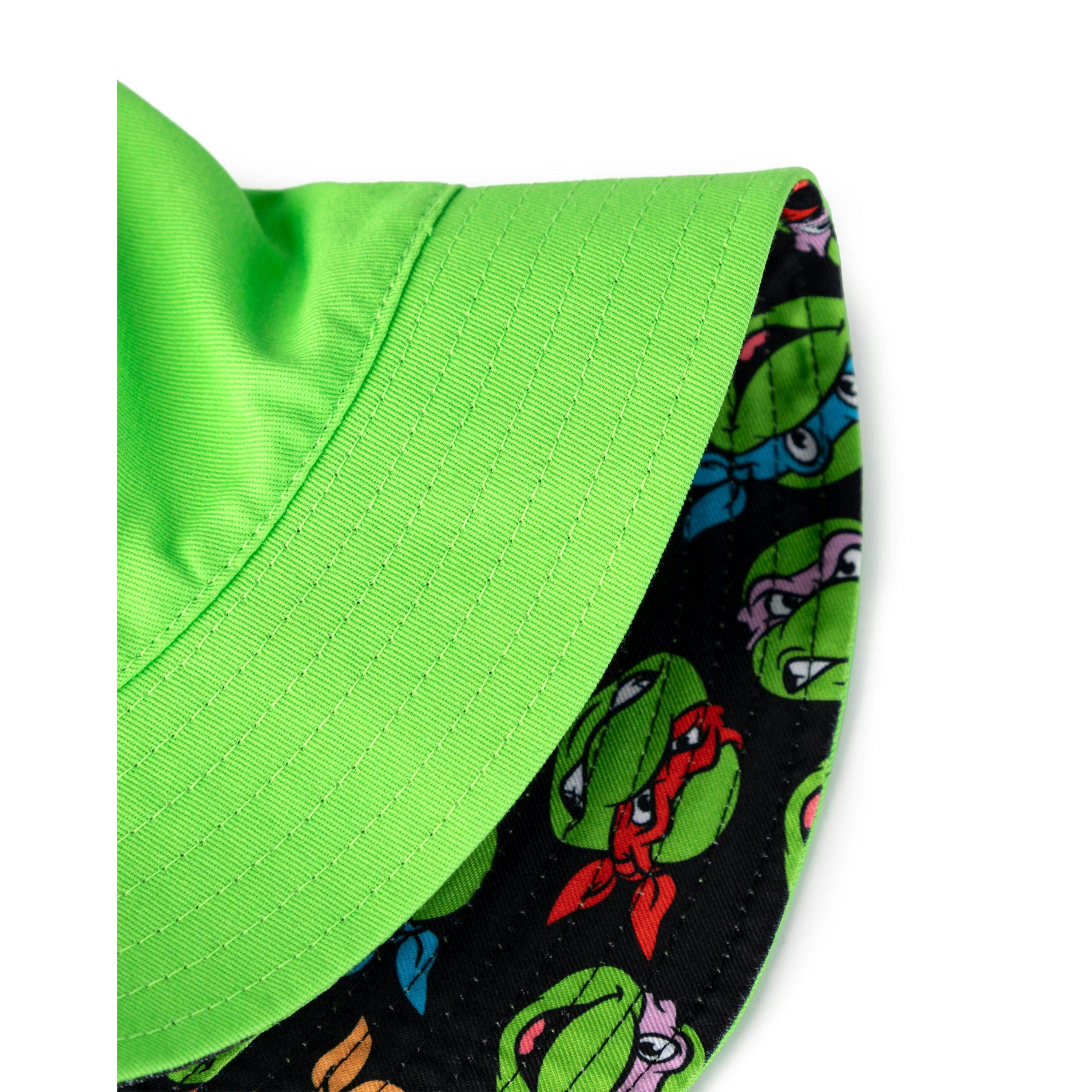 Teenage Mutant Ninja Turtles Boys Green Reversible Logo And Faces All Over Print Bucket Hat (One Size) by Vanilla Underground , view 5 of 6