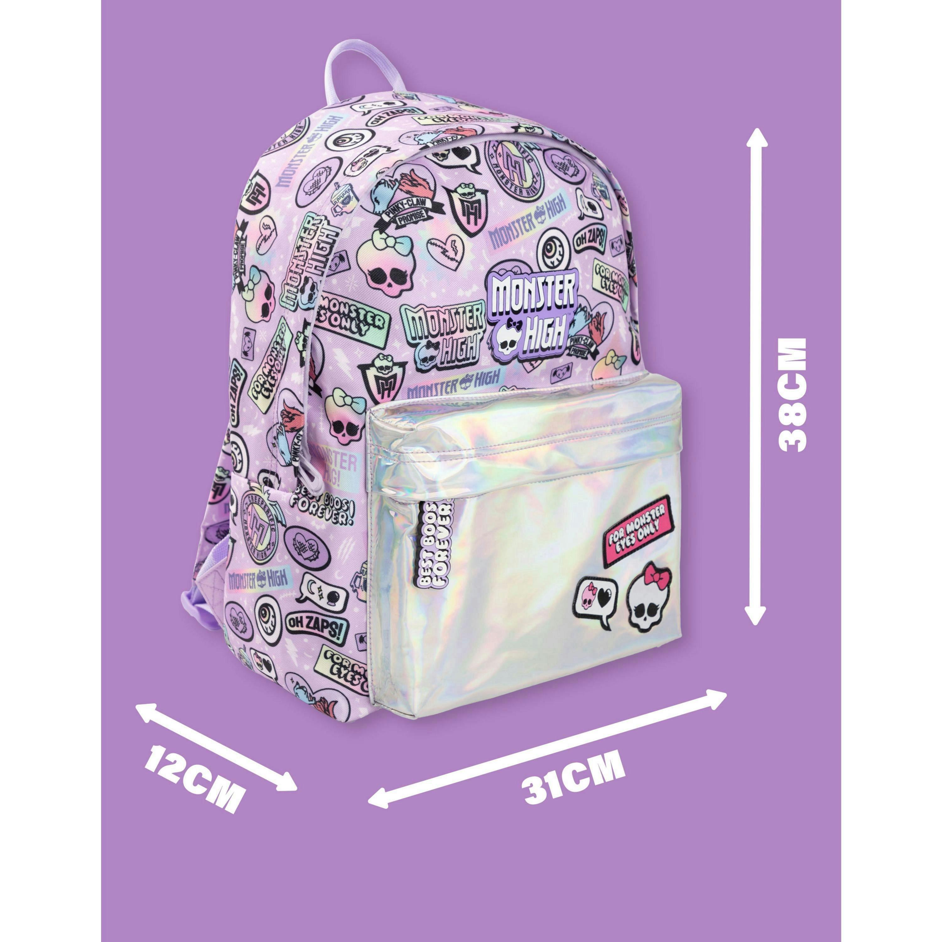 Monster High Unisex Kids Purple Holographic Pocket Backpack (One Size) by Vanilla Underground , view 2 of 6