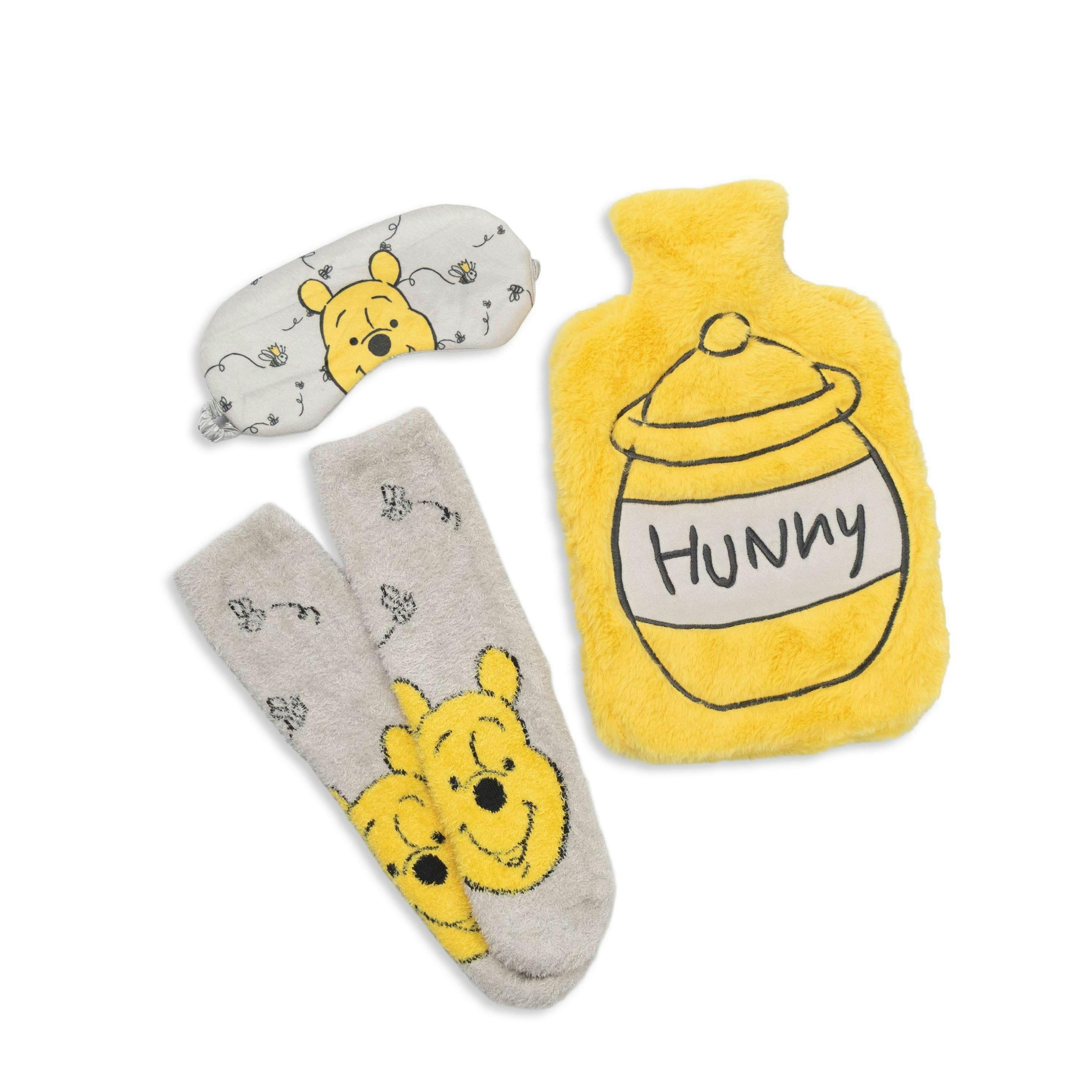 Disney Unisex Yellow Winnie The Pooh Hot Water Bottle With Eye Mask and Socks (One Size) by Vanilla Underground , view 1 of 6