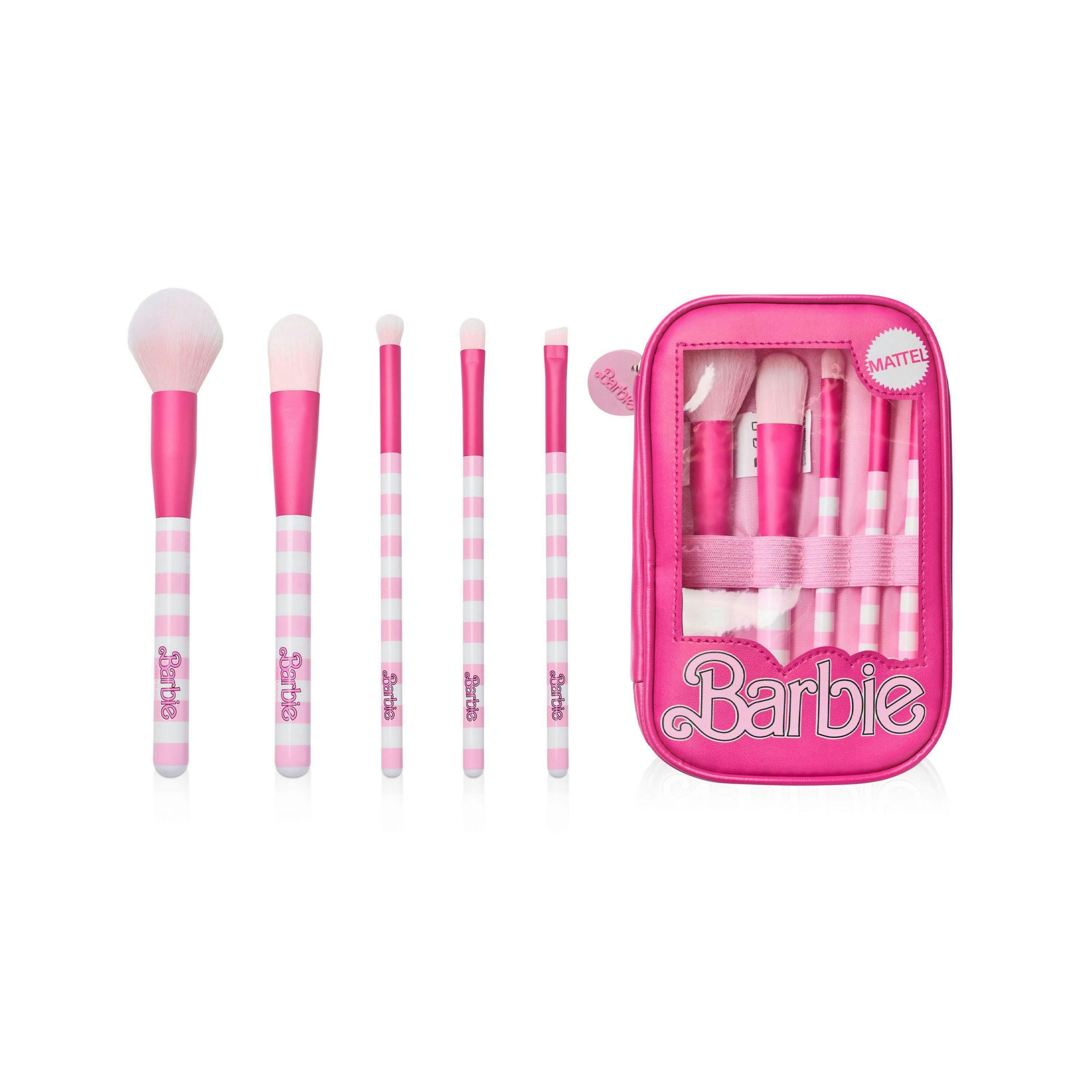 Barbie Womens Pink Retro Stripe Makeup Brush Set (One Size) by Vanilla Underground , view 1 of 6