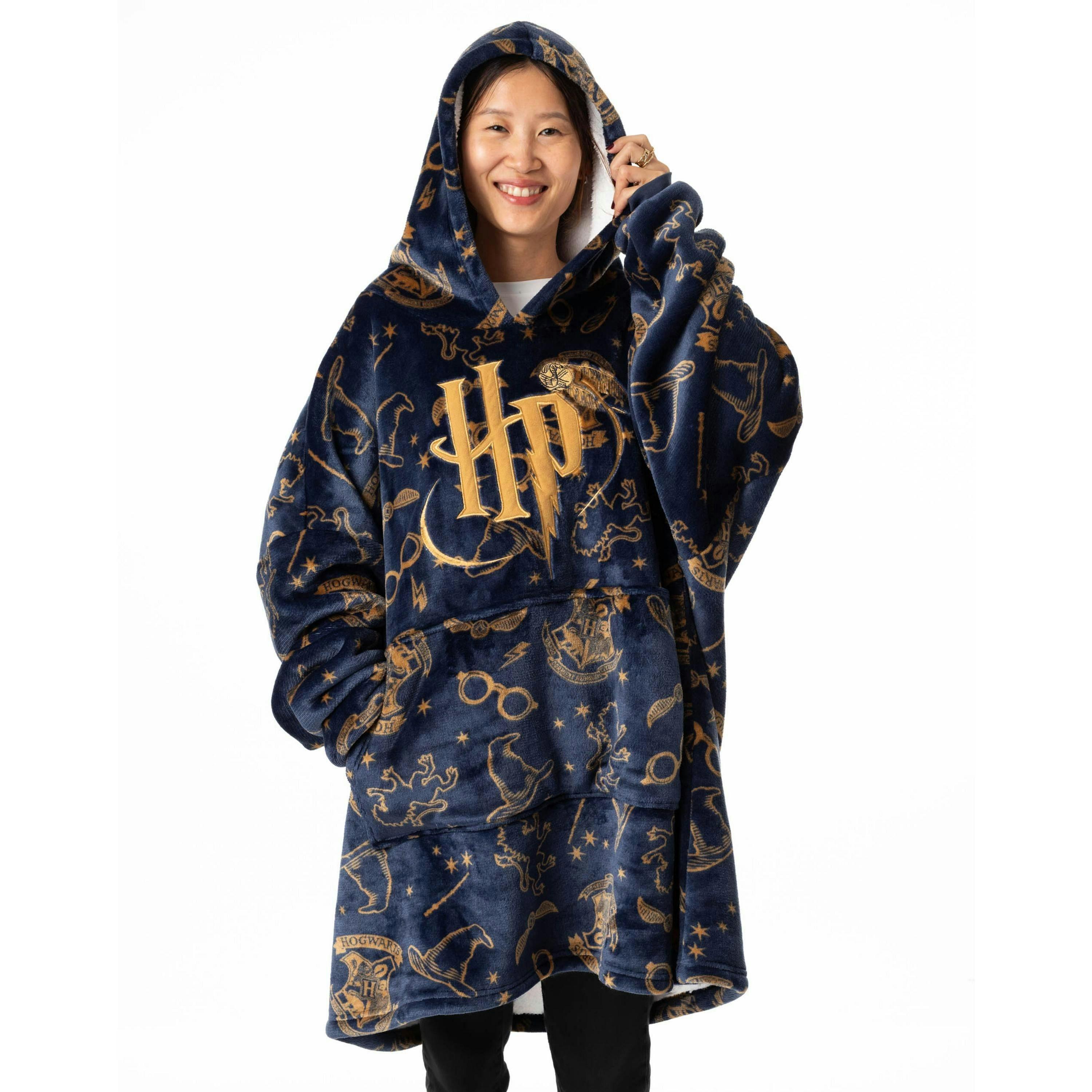 Harry Potter Womens Blue Embroided Logo Blanket Hoodie (One Size) [comp] by Vanilla Underground , view 1 of 6