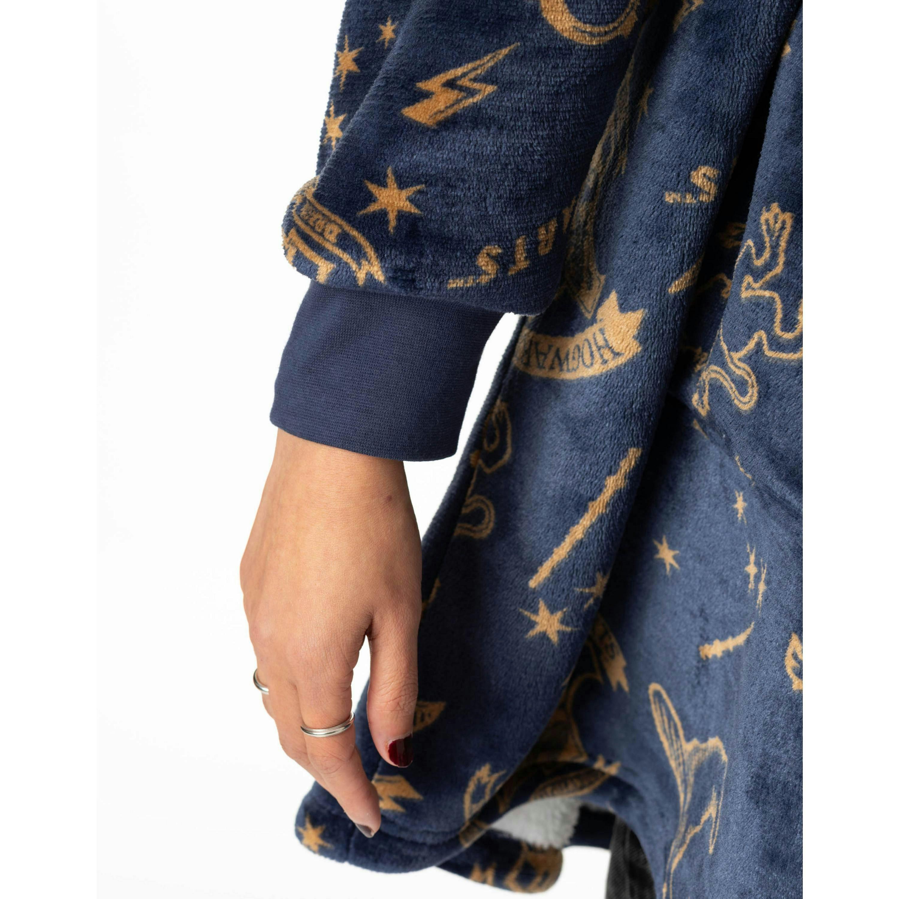 Harry Potter Womens Blue Embroided Logo Blanket Hoodie (One Size) [comp] by Vanilla Underground , view 3 of 6