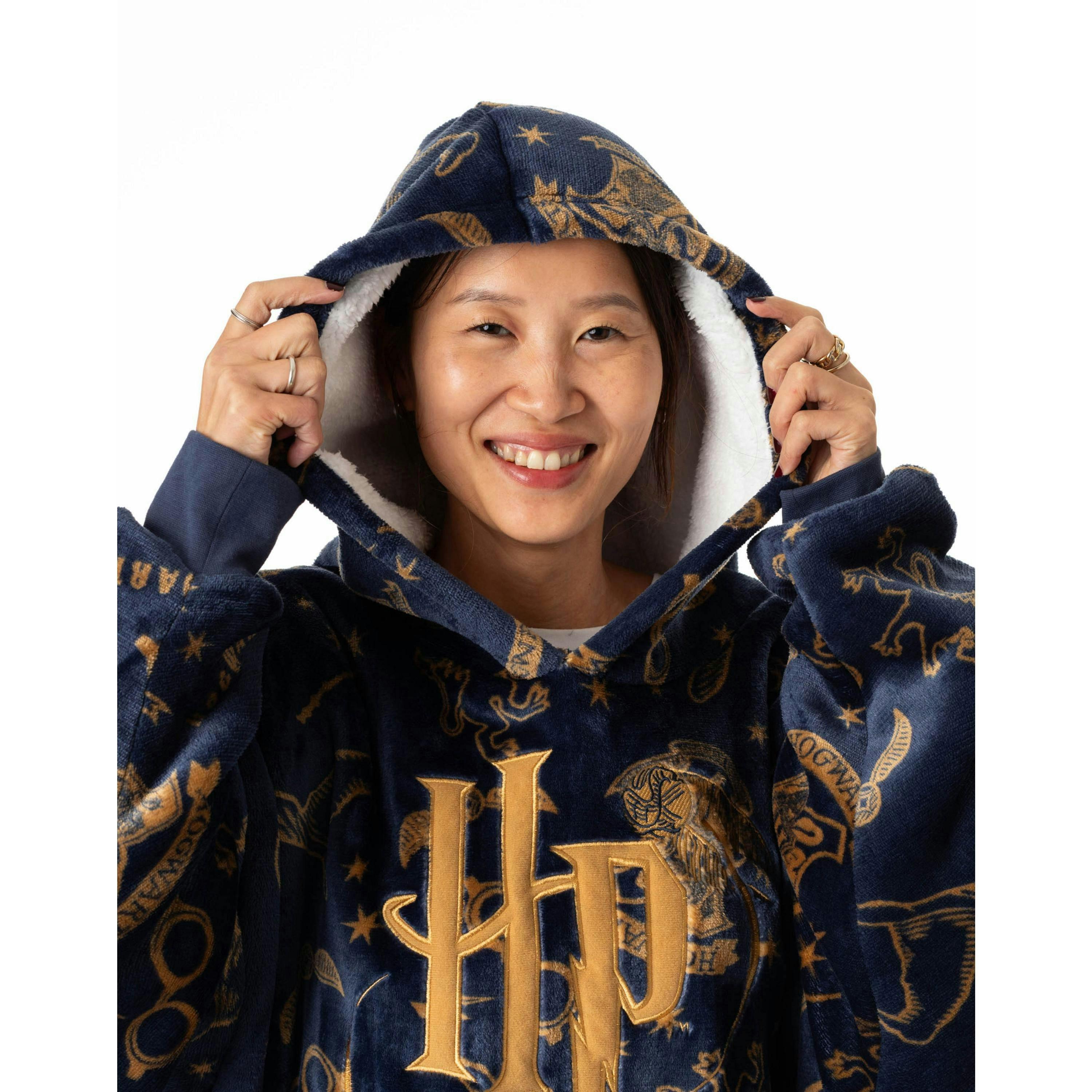 Harry Potter Womens Blue Embroided Logo Blanket Hoodie (One Size) [comp] by Vanilla Underground , view 5 of 6