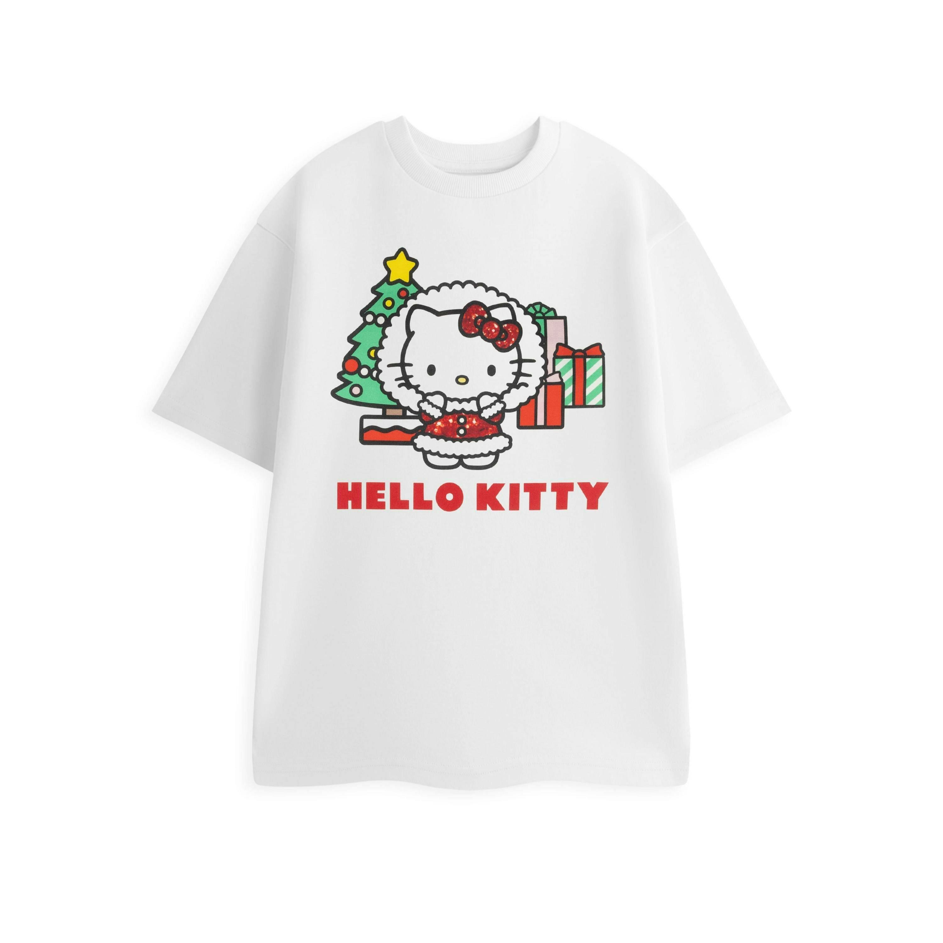 Hello Kitty Womens White Glitter Short Sleeved T-Shirt by Vanilla Underground , view 1 of 4