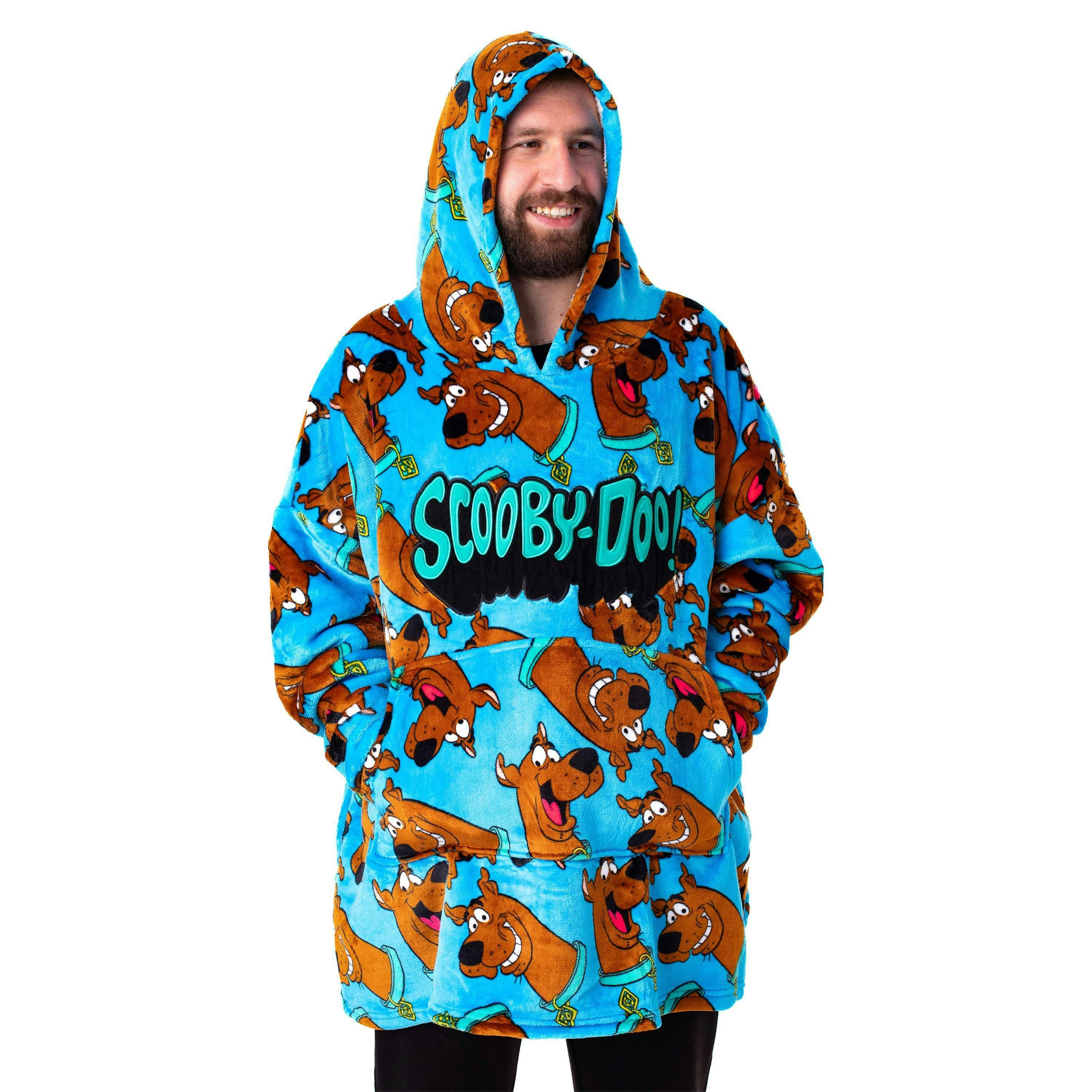Scooby Doo Mens Blue Character AOP Blanket Hoodie (One Size) by Vanilla Underground , view 1 of 6