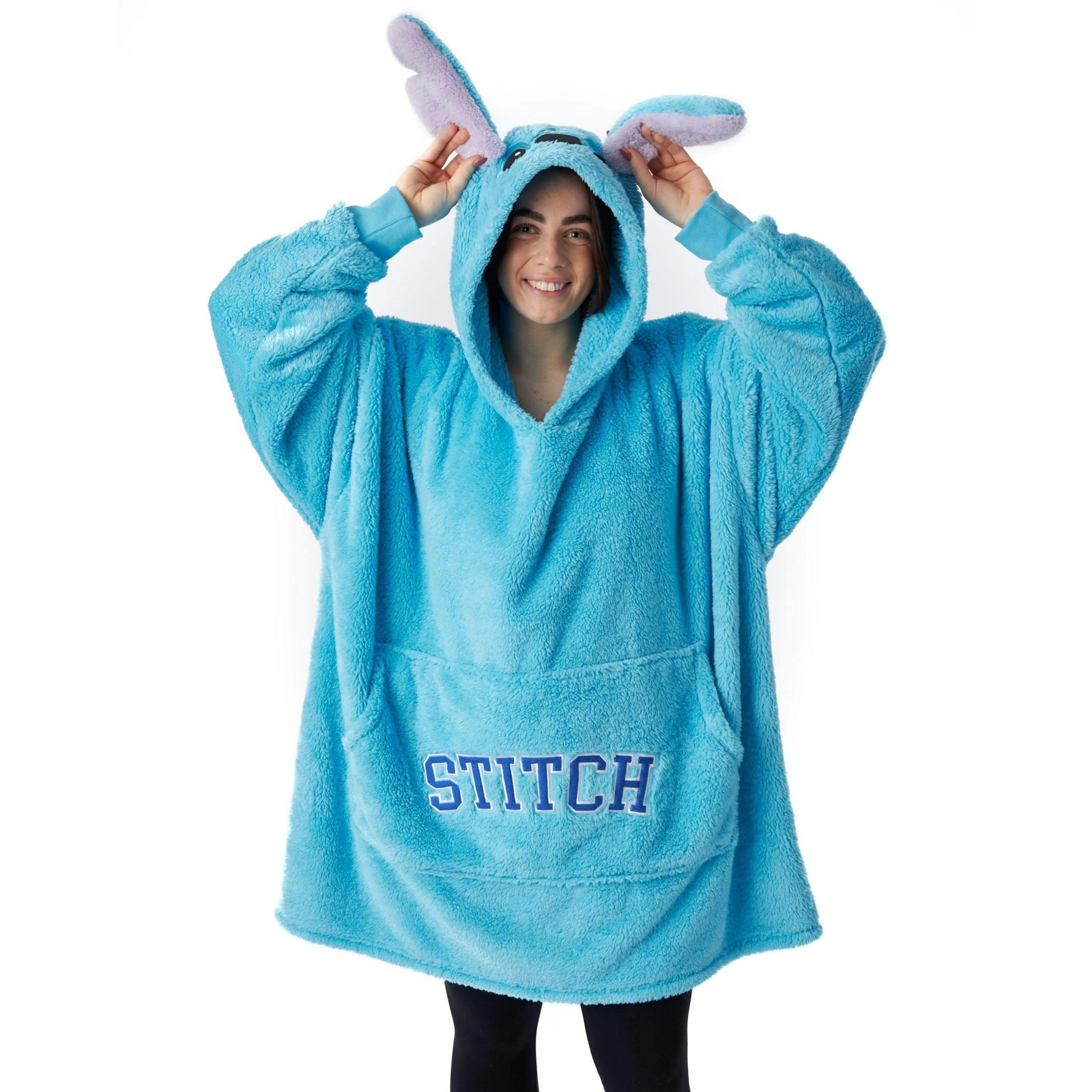 Disney Womens Blue Applique Ears & Lettering Blanket Hoodie (One Size) by Vanilla Underground , view 1 of 6