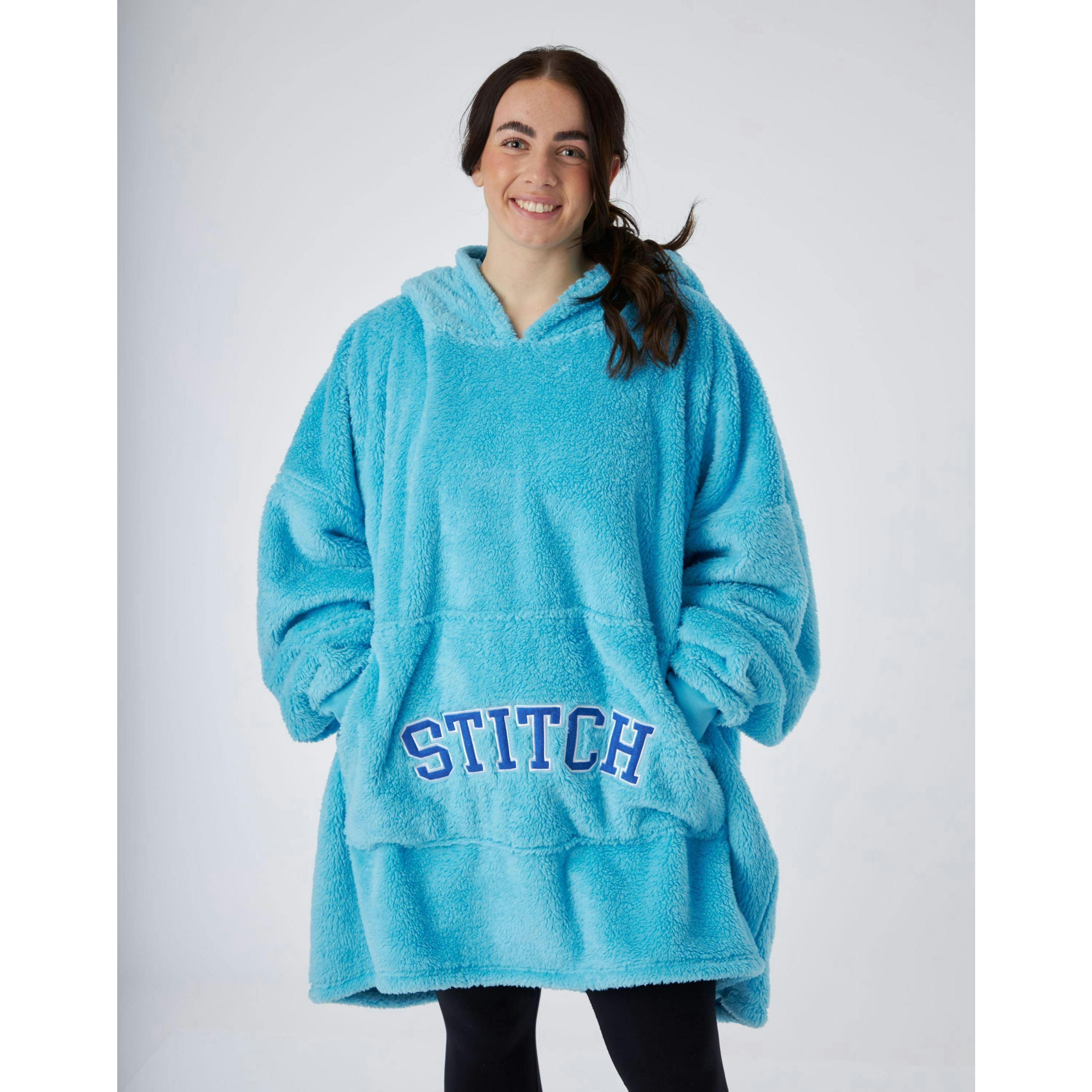 Disney Womens Blue Applique Ears & Lettering Blanket Hoodie (One Size) by Vanilla Underground , view 3 of 6