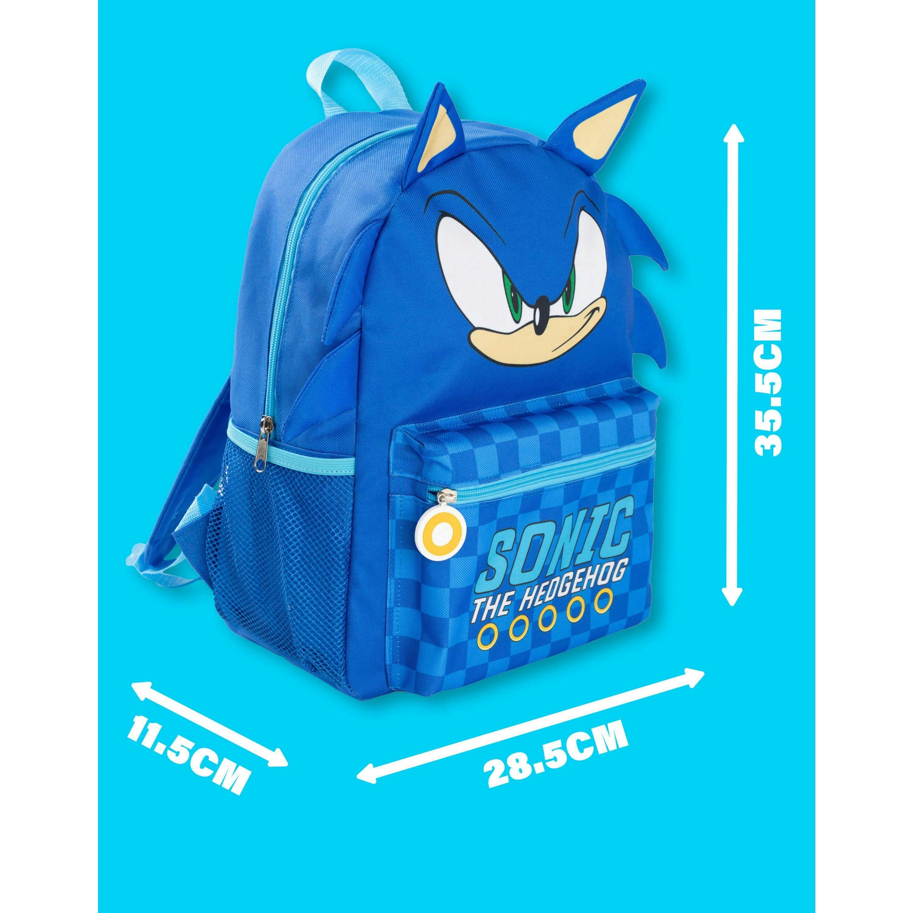 Sonic the Hedgehog Unisex Kids Blue 3D novelty head Backpack (One Size) by Vanilla Underground , view 4 of 6