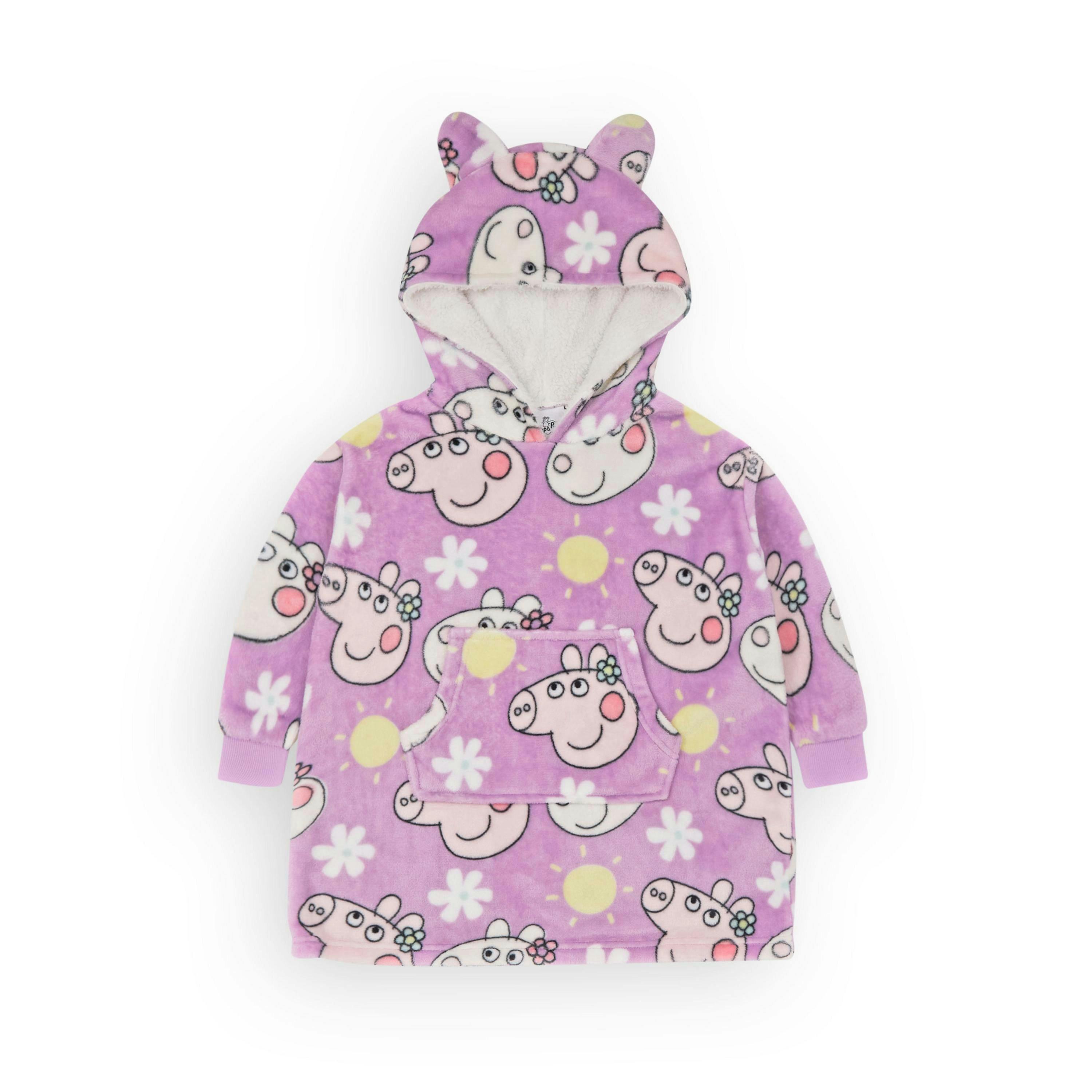 Peppa Pig Girls Purple Scattered Print Blanket Hoodie (One Size) by Vanilla Underground , view 1 of 6