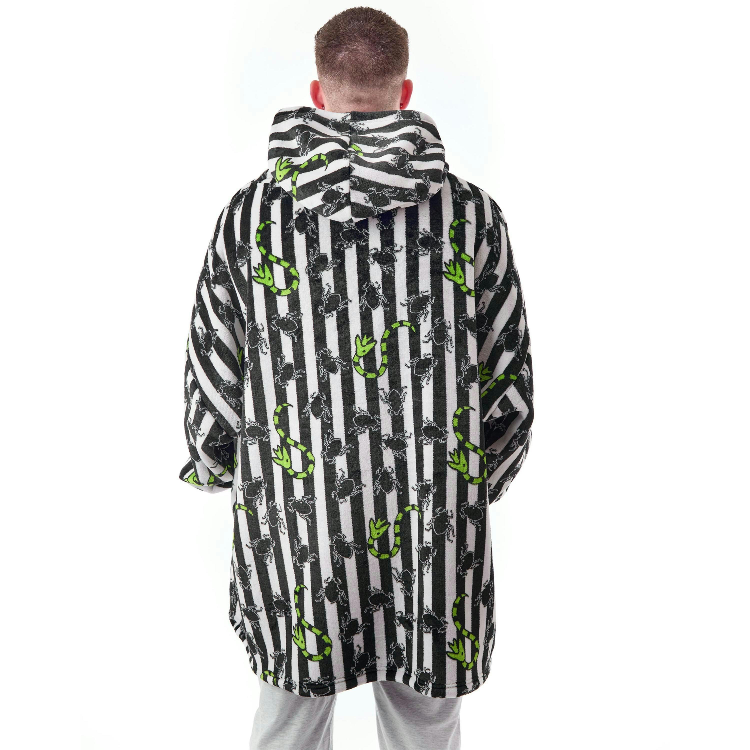Beetlejuice Mens Multicoloured Stripy Blanket Hoodie (One Size) by Vanilla Underground , view 2 of 6