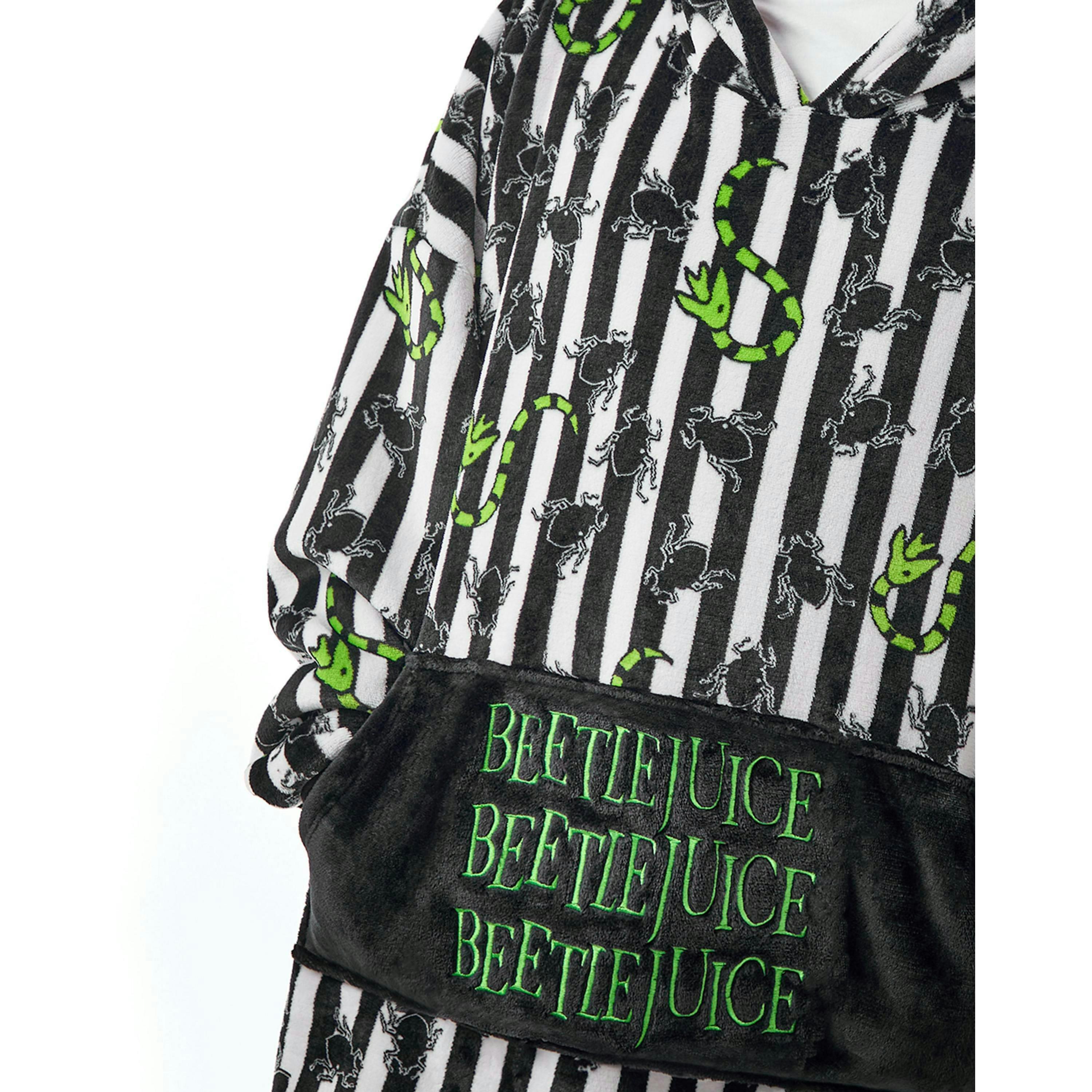 Beetlejuice Mens Multicoloured Stripy Blanket Hoodie (One Size) by Vanilla Underground , view 4 of 6