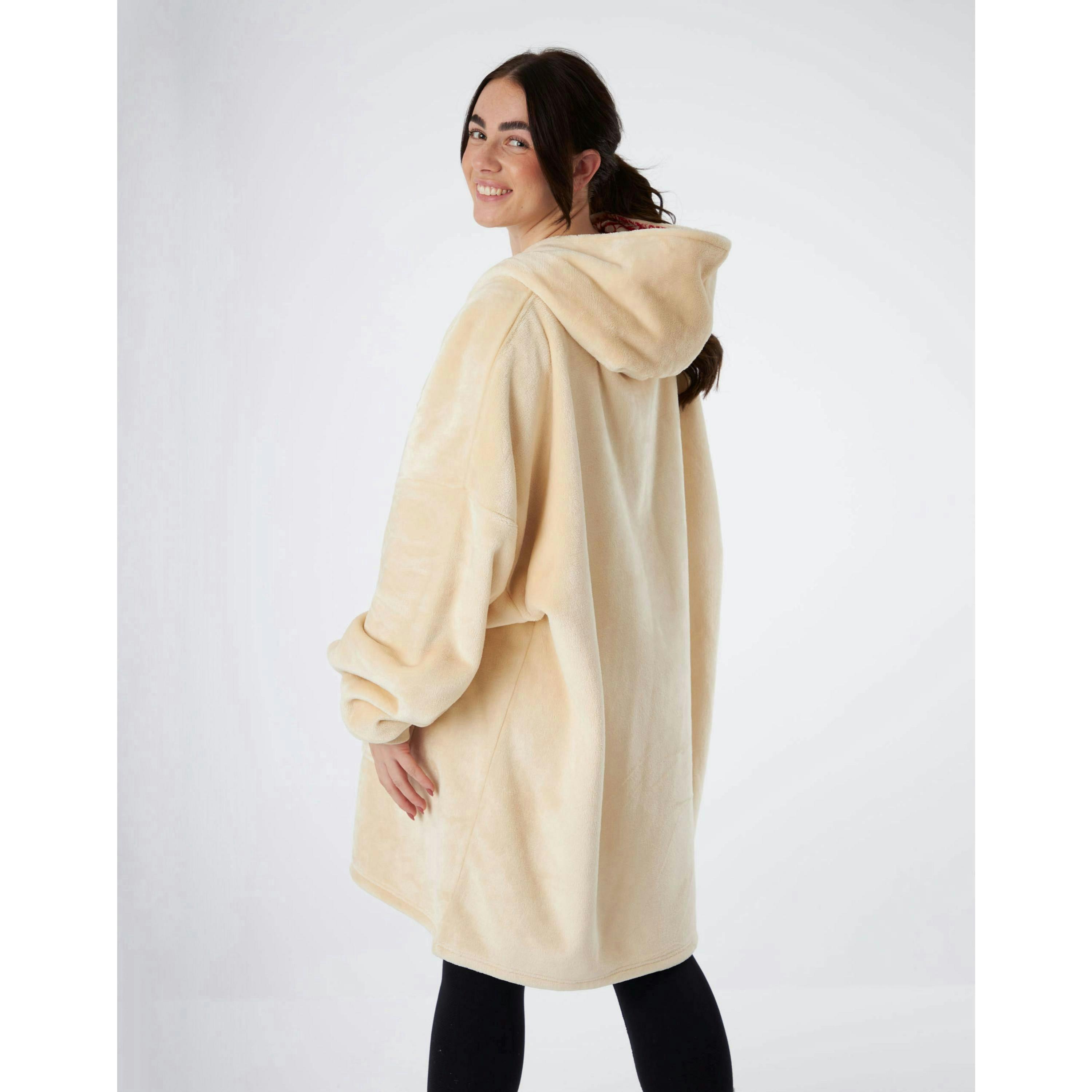 Stranger Things Unisex Beige Brand Name Print Printed Hood Linning Blanket Hoodie (One Size) by Vanilla Underground , view 2 of 6