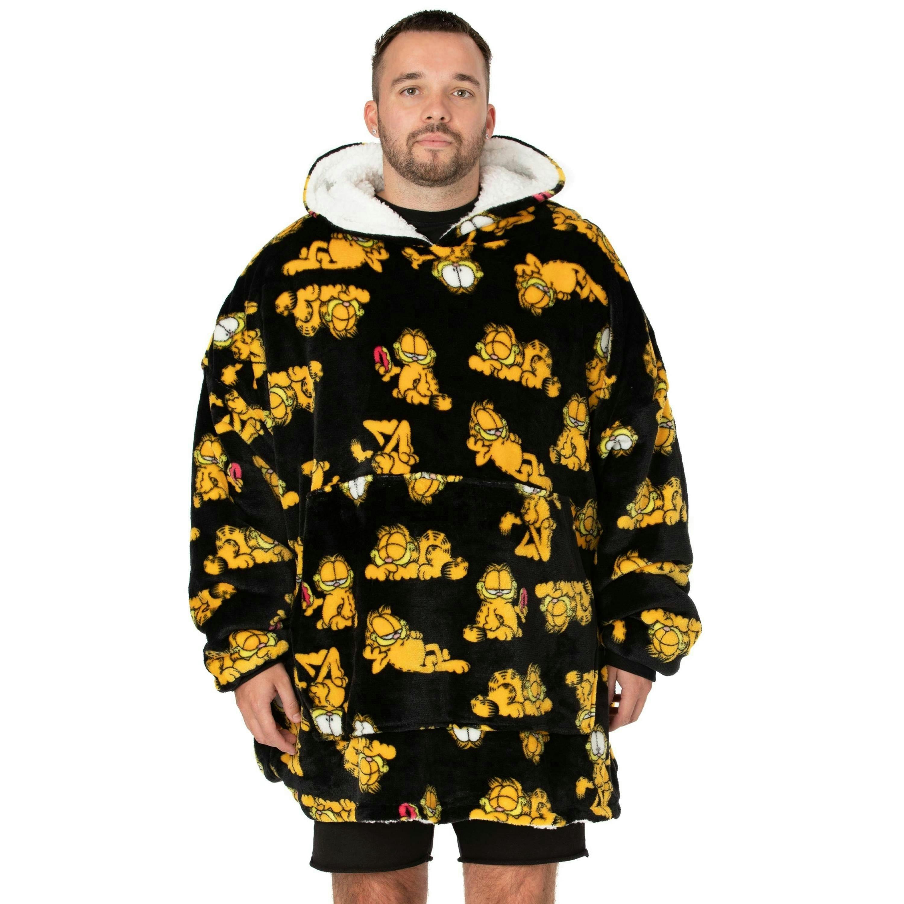 Garfield Mens Black Character AOP Blanket Hoodie (One Size) by Vanilla Underground , view 1 of 6