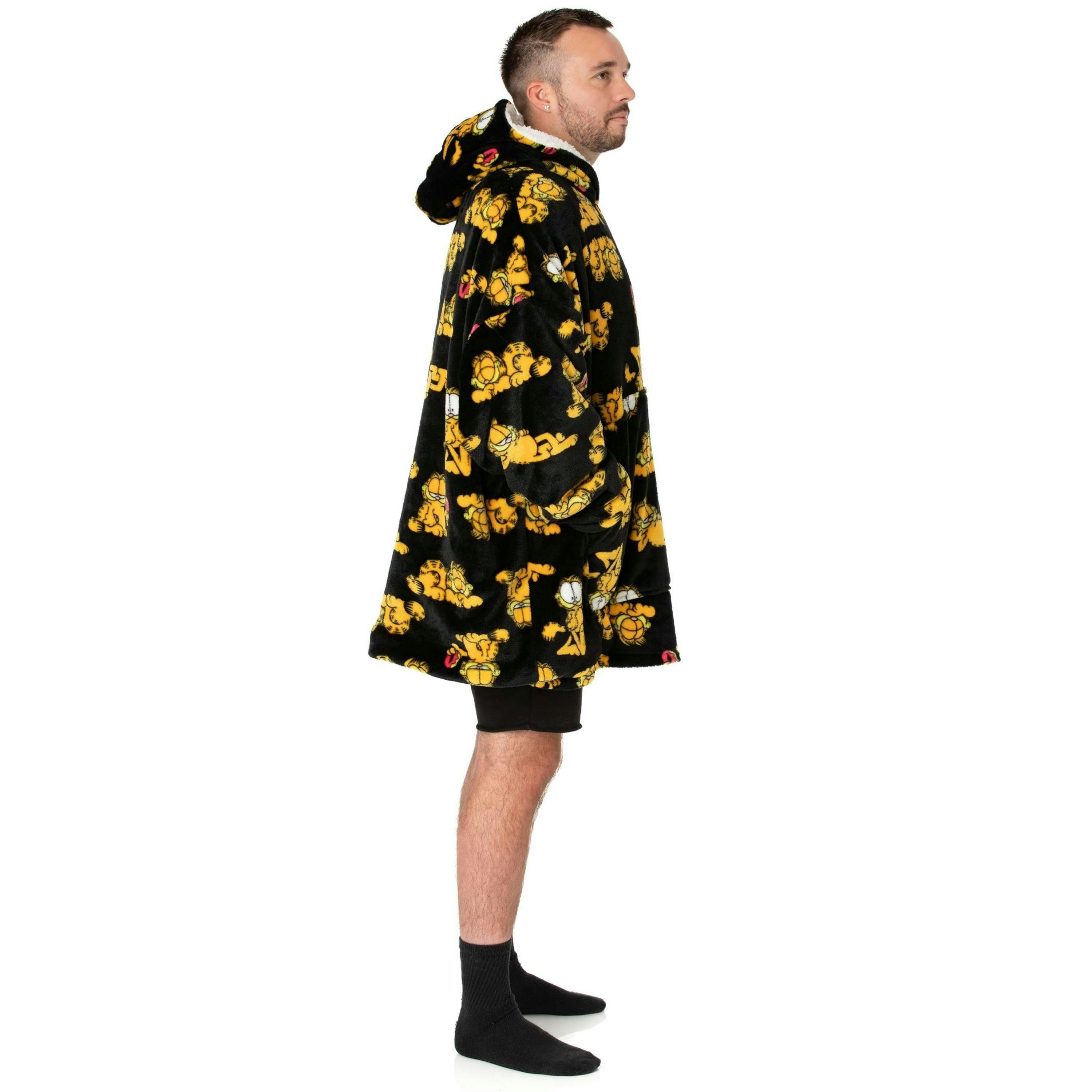 Garfield Mens Black Character AOP Blanket Hoodie (One Size) by Vanilla Underground , view 2 of 6