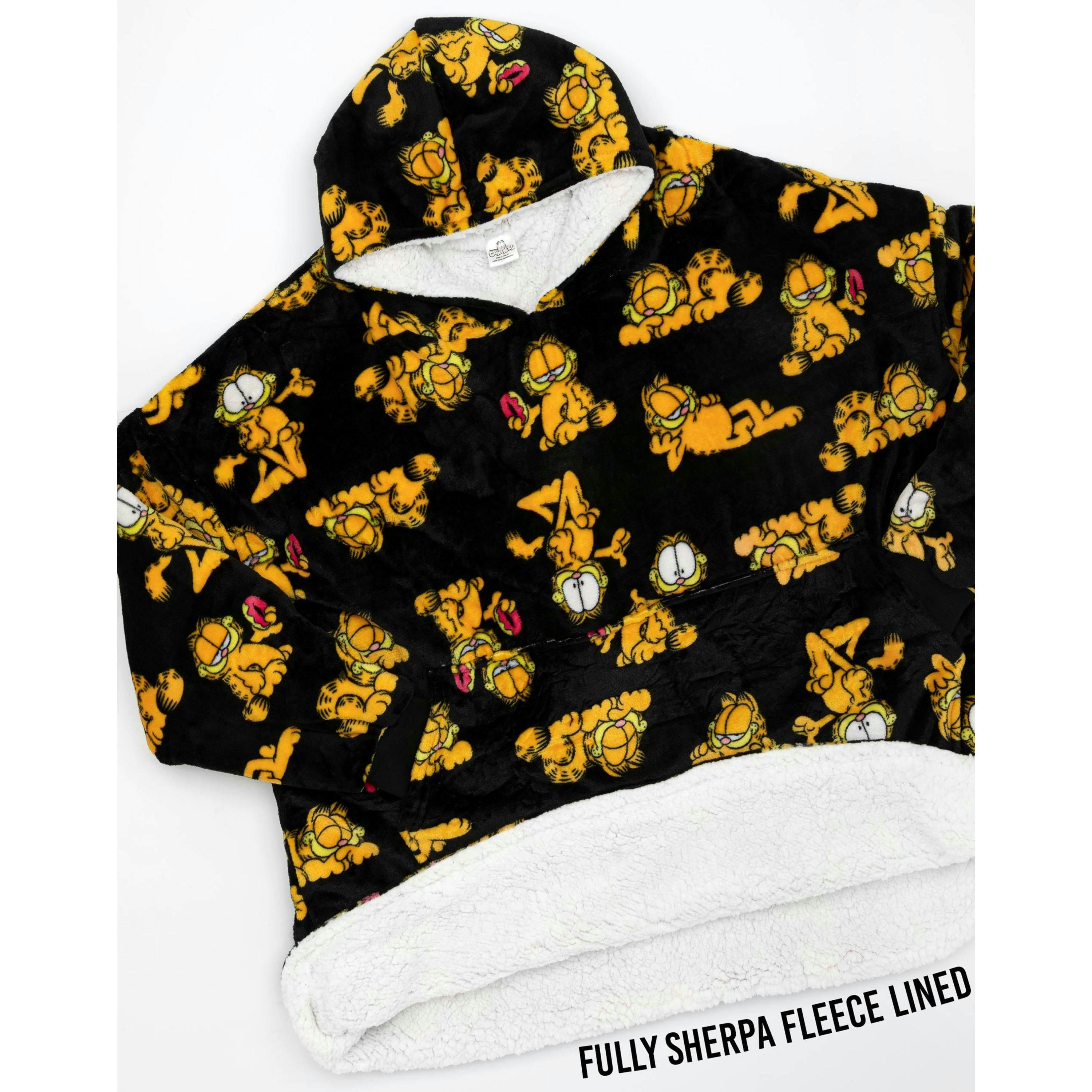 Garfield Mens Black Character AOP Blanket Hoodie (One Size) by Vanilla Underground , view 3 of 6