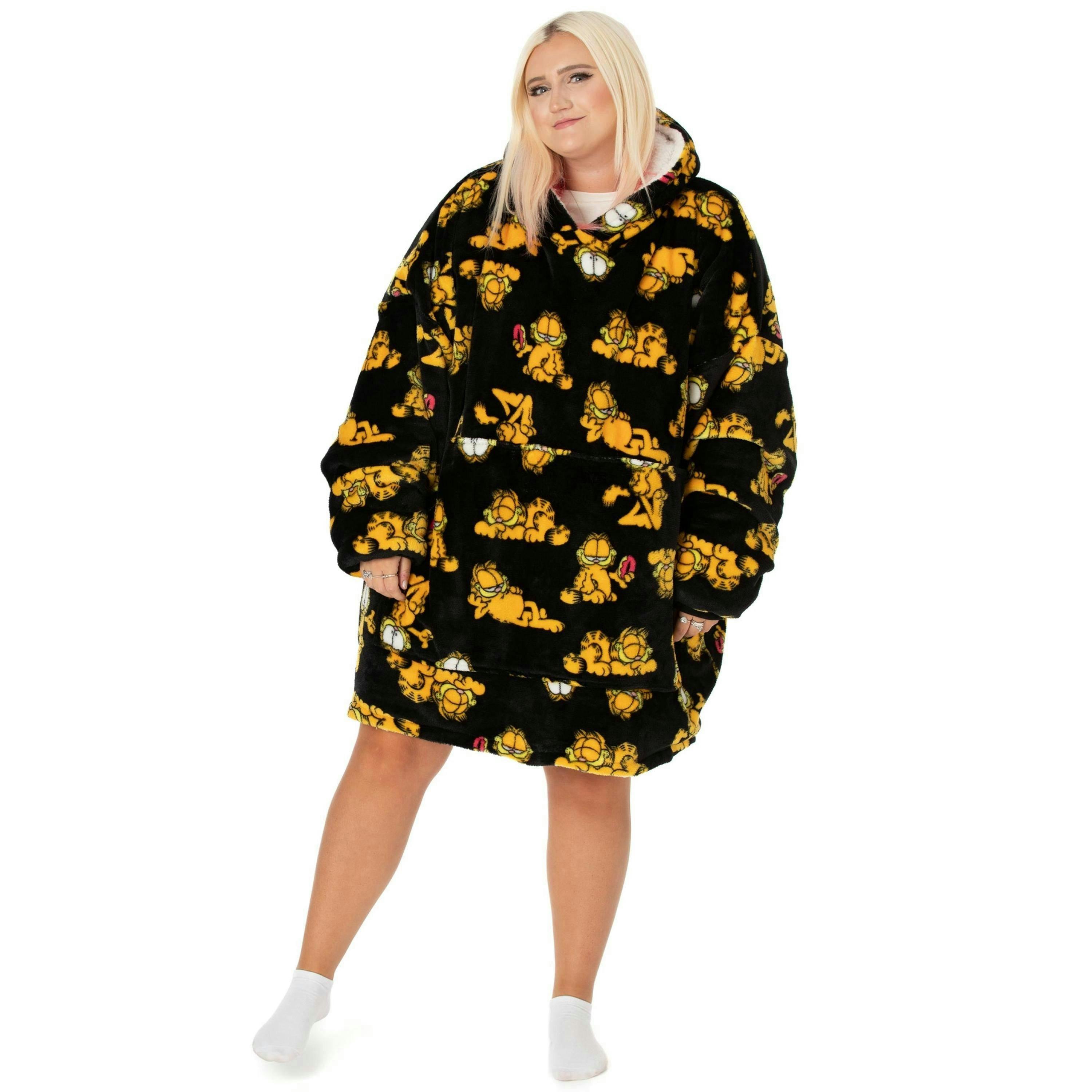 Garfield Mens Black Character AOP Blanket Hoodie (One Size) by Vanilla Underground , view 4 of 6