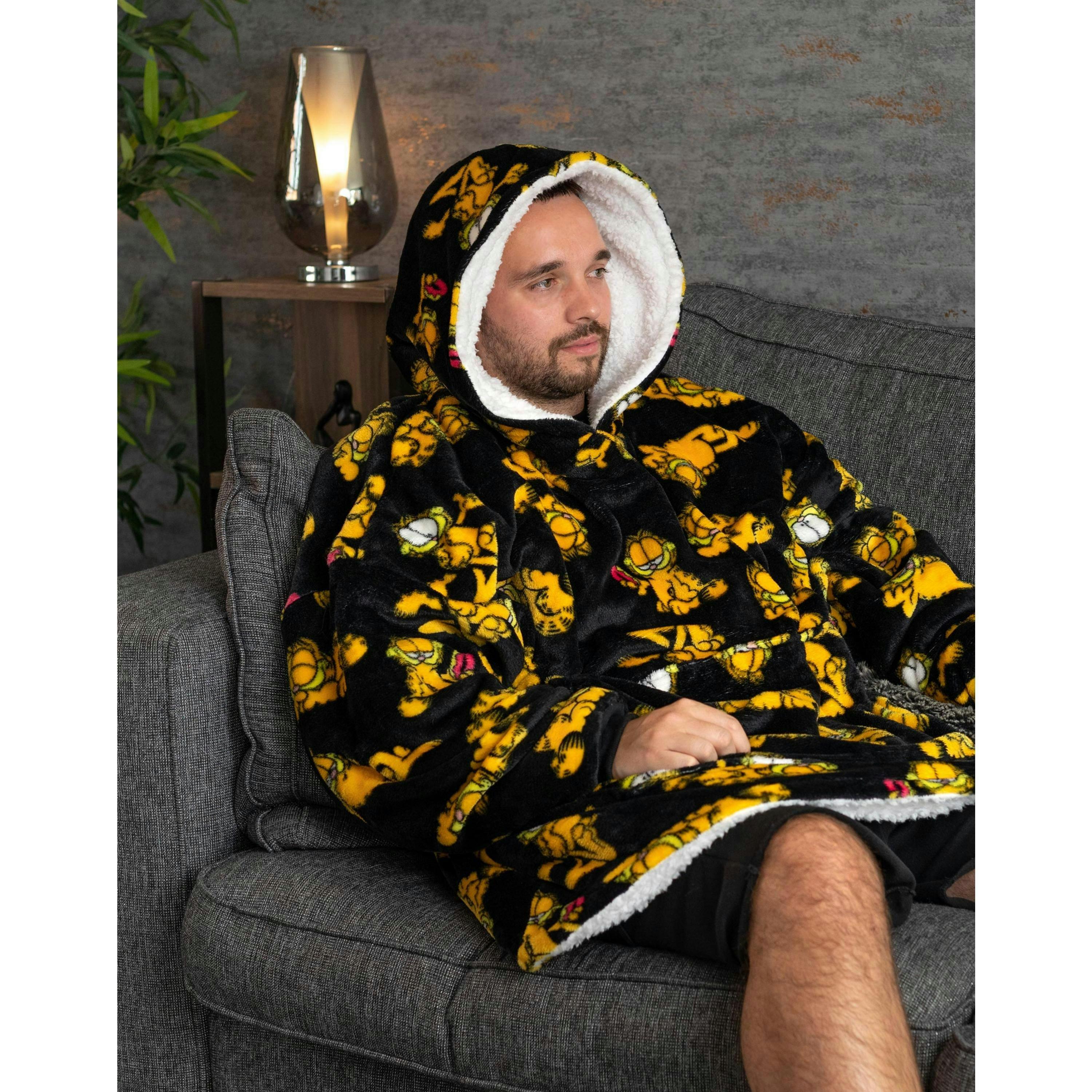 Garfield Mens Black Character AOP Blanket Hoodie (One Size) by Vanilla Underground , view 6 of 6
