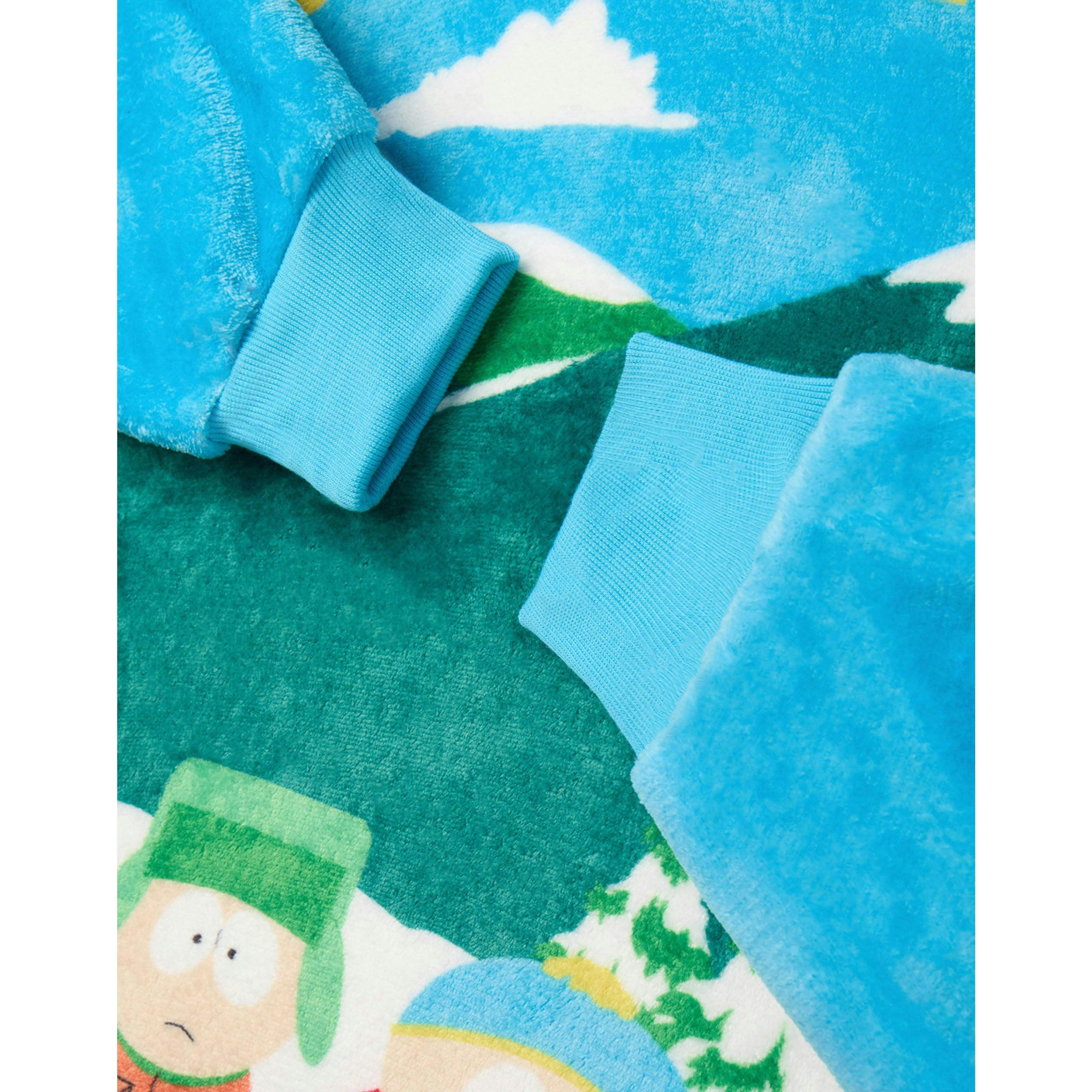 South Park Mens Blue Bus Stop Scene Blanket Hoodie (One Size) by Vanilla Underground , view 5 of 6