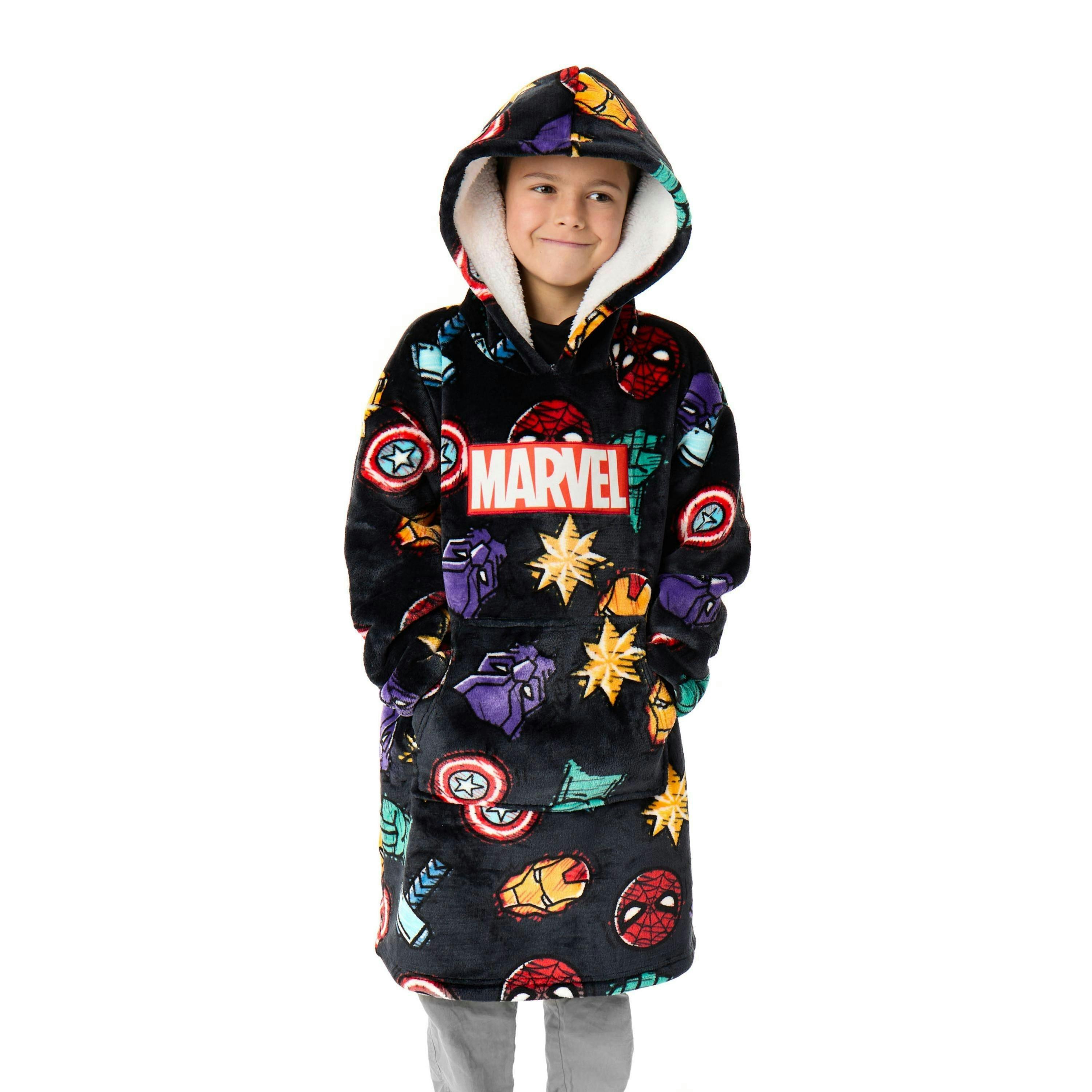 Marvel Boys Multicoloured Character Icons Blanket Hoodie (One Size) by Vanilla Underground , view 1 of 6