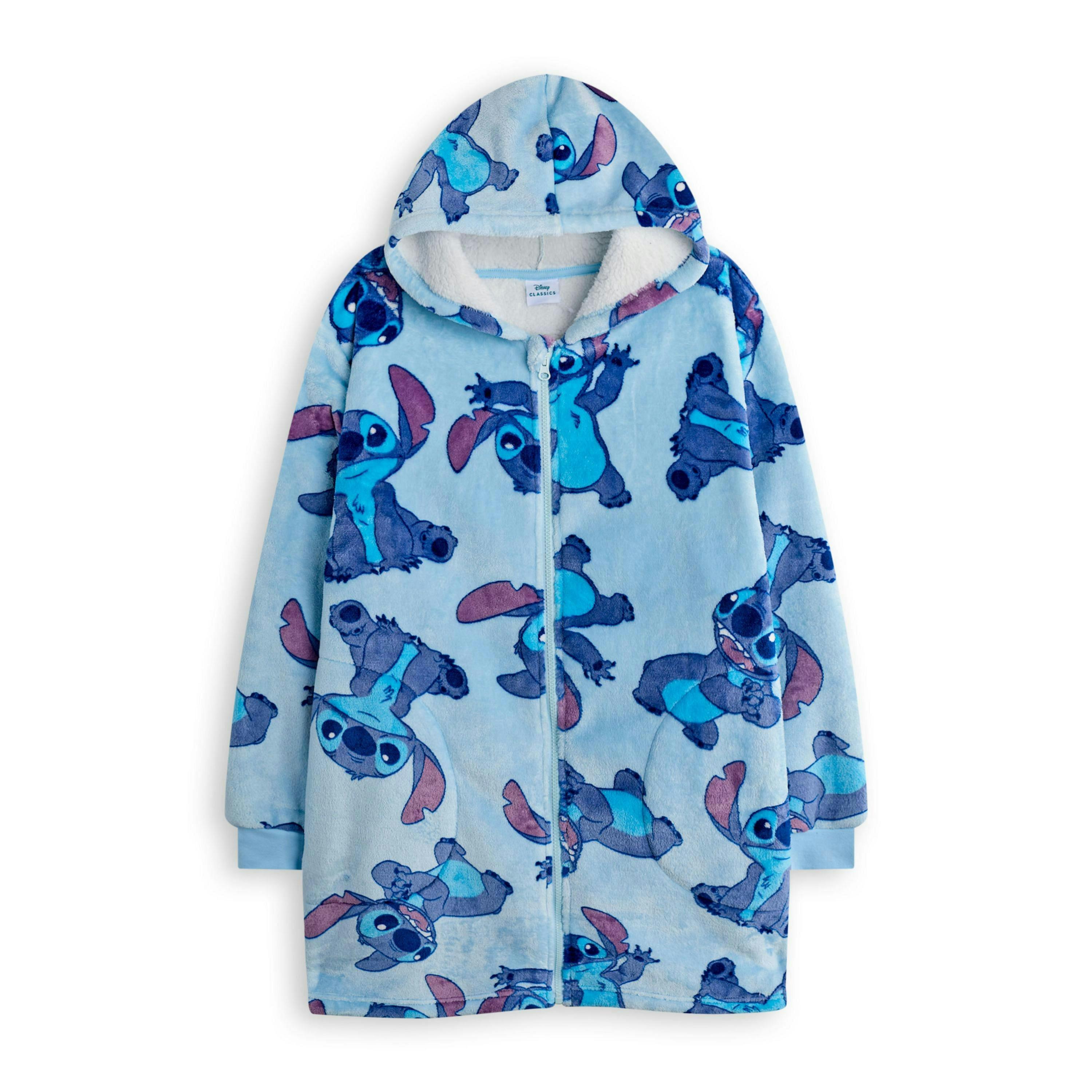 Disney Girls Blue Stitch Zip Through Zip Through Blanket Hoodie (One Size) by Vanilla Underground , view 1 of 6