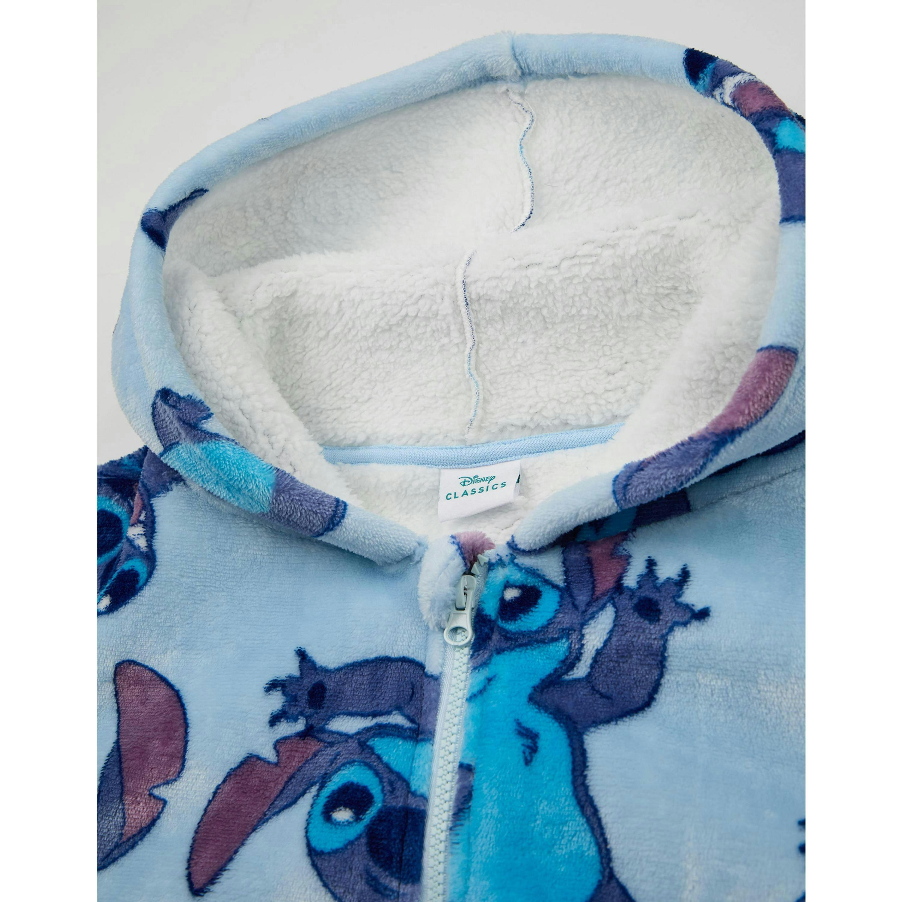 Disney Girls Blue Stitch Zip Through Zip Through Blanket Hoodie (One Size) by Vanilla Underground , view 3 of 6
