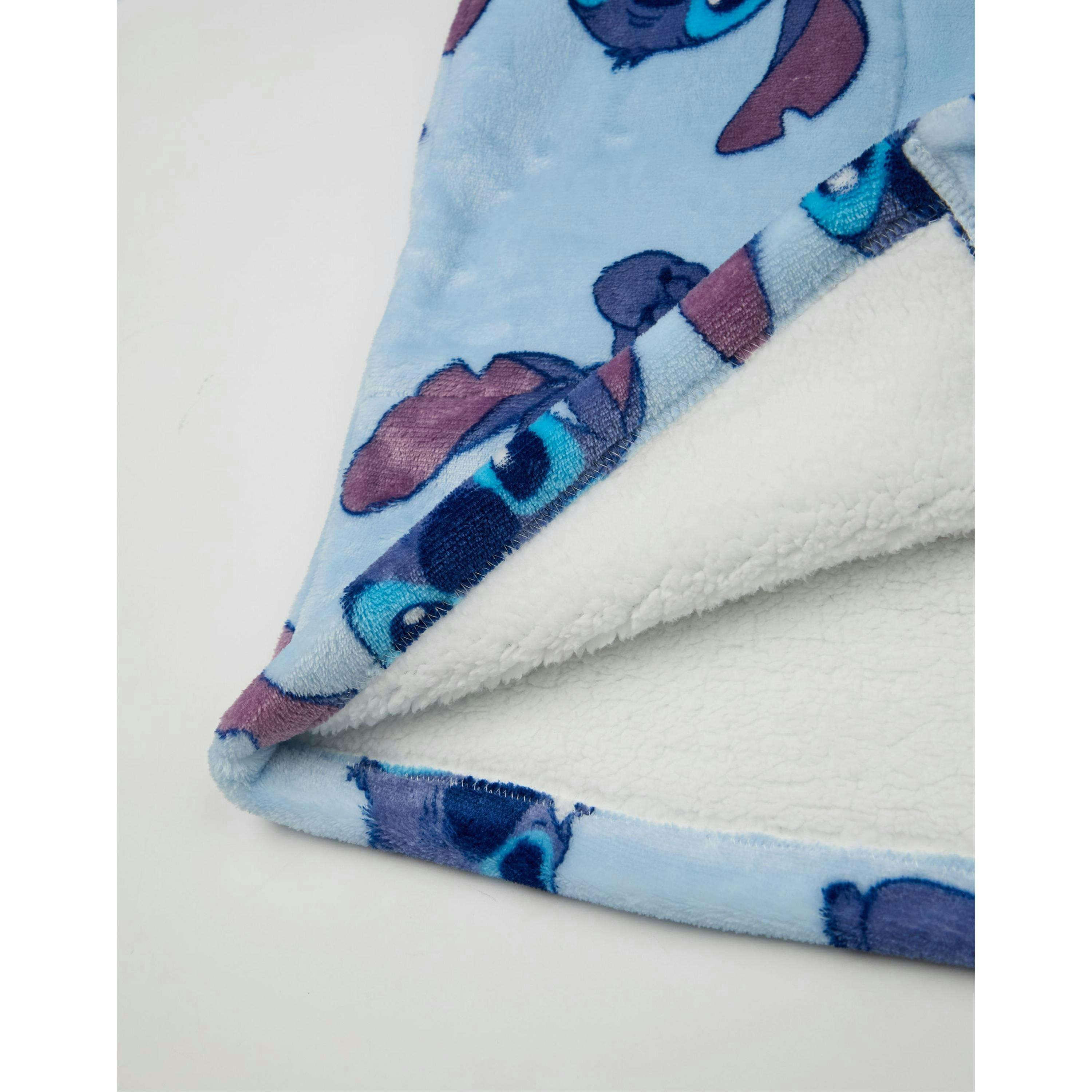 Disney Girls Blue Stitch Zip Through Zip Through Blanket Hoodie (One Size) by Vanilla Underground , view 4 of 6