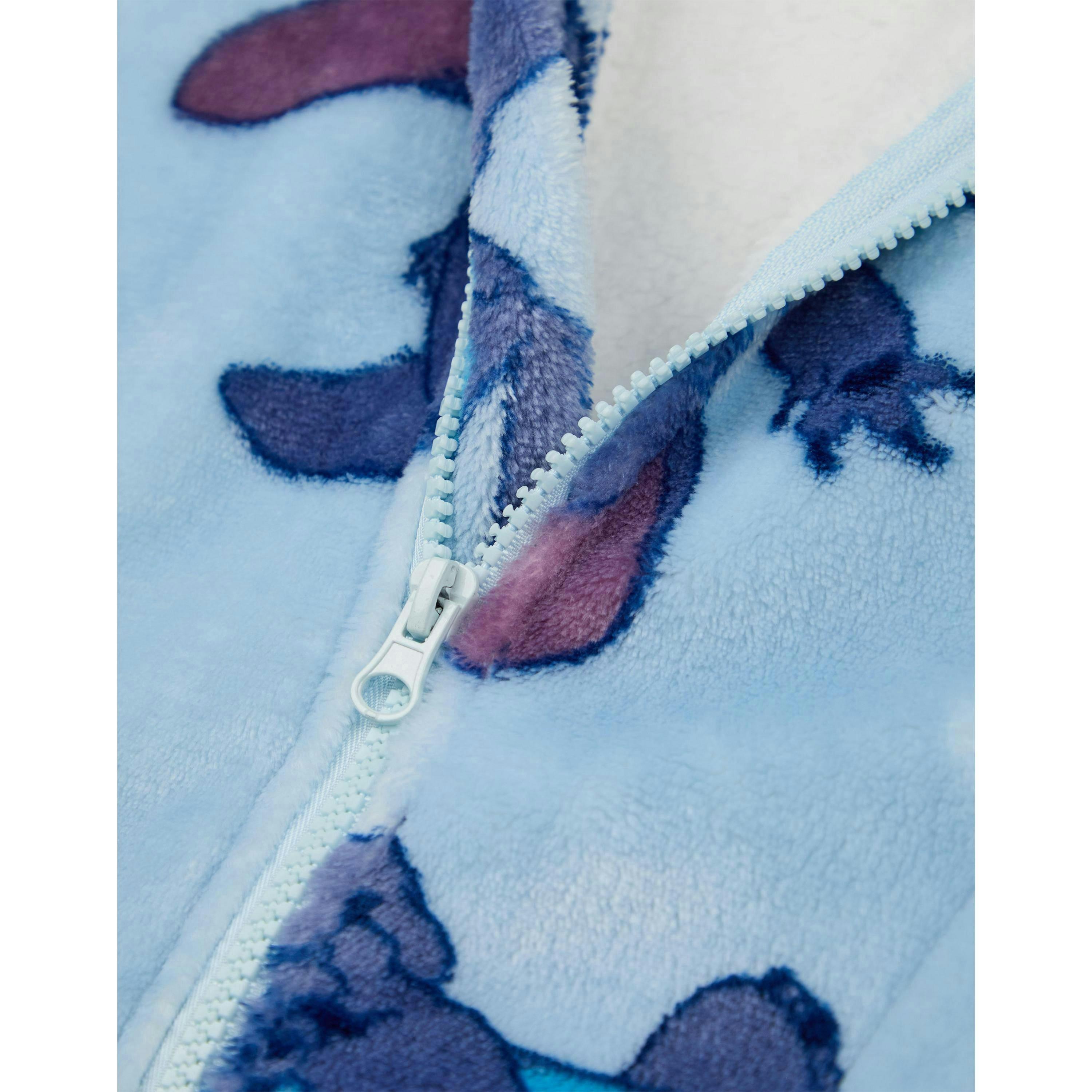 Disney Girls Blue Stitch Zip Through Zip Through Blanket Hoodie (One Size) by Vanilla Underground , view 5 of 6